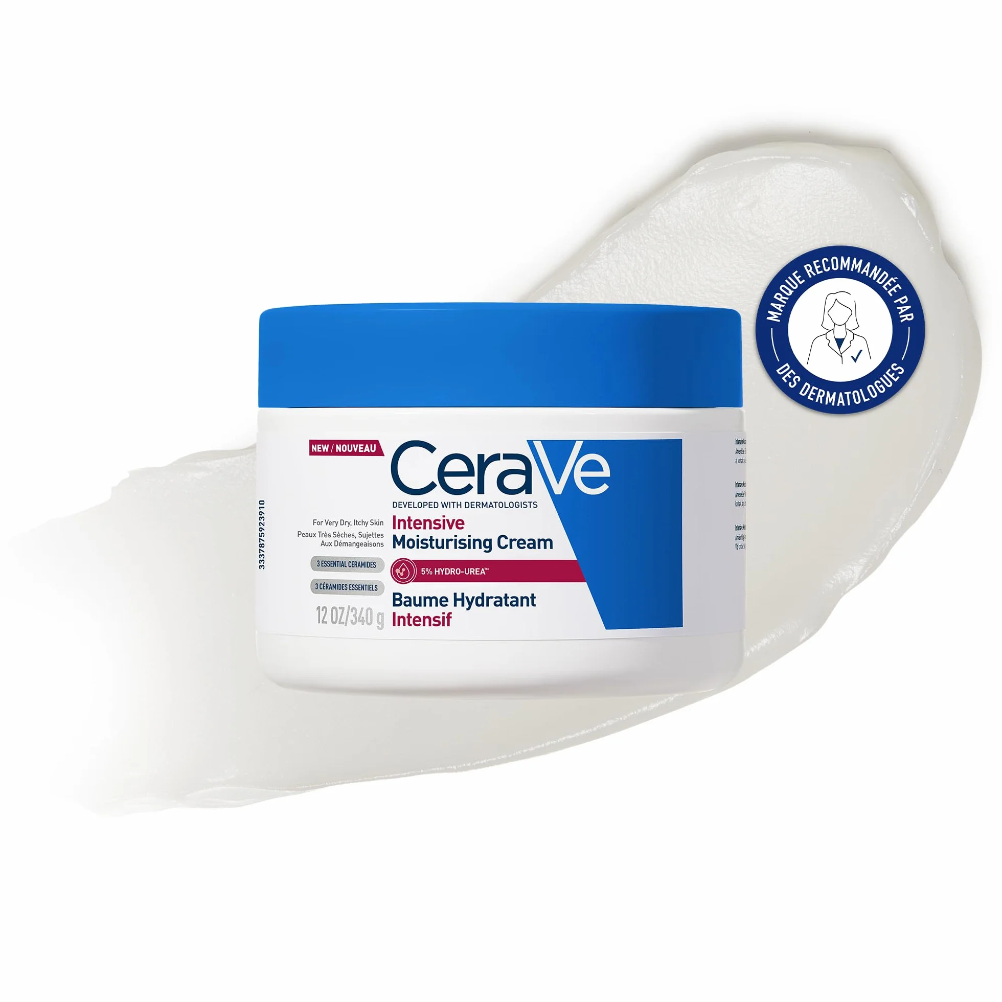 CeraVe Baume Hydratant Intensif Corps & Visage Peaux Très Sèches 72H d’Hydratation Beurre de Karité 3 Céramides Hydro-Urea Boost 340g