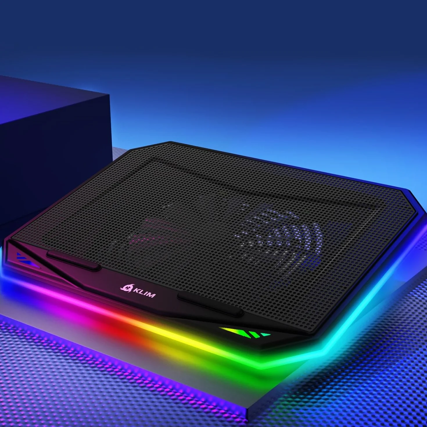 KLIM K21 Support PC Portable Ventilé Gamer 11"-17" RGB Refroidisseur Compatible Mac PS4