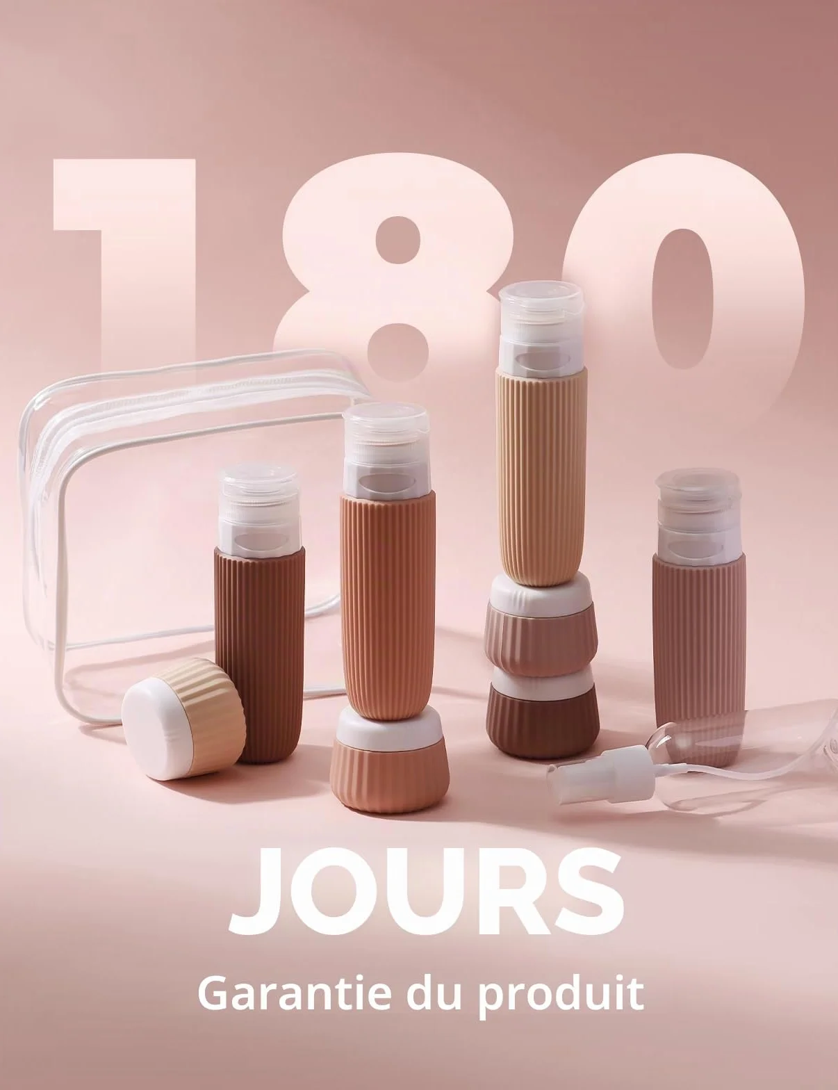 Lot de 9 Flacons Voyage 90ml 30ml Silicone Kit Toilette Étanche Trousse Accessoires Avion Red Soil