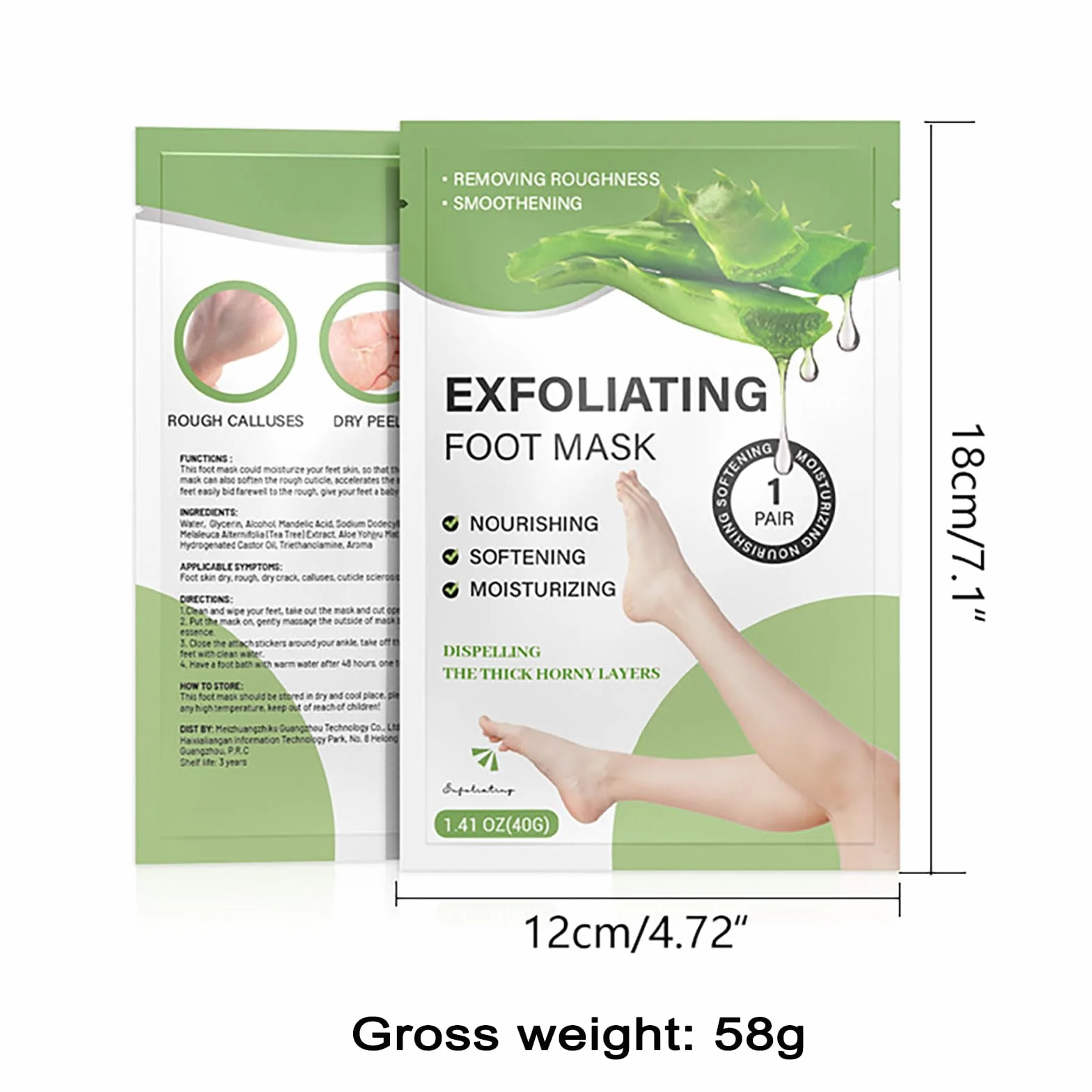 VolksRose Masque Pied à l'Aloe Vera 3 Pièces - Chaussettes Hydratant Réparateur Talons Fissurés