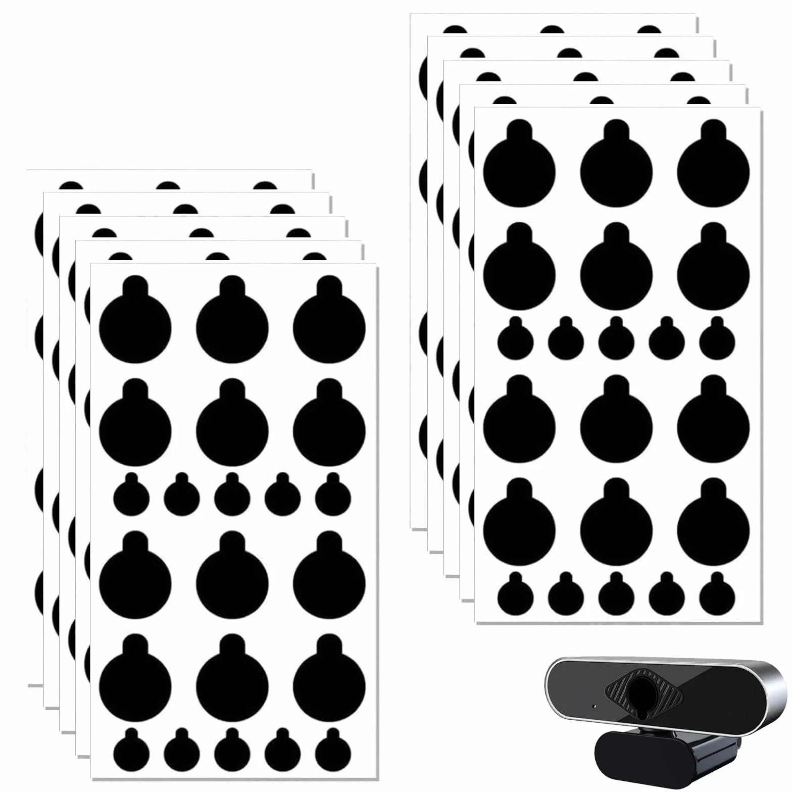 Autocollants Cache-Caméra, 10 Feuilles Autocollants de Confidentialité à Pois pour Webcam et Ordinateur Portable