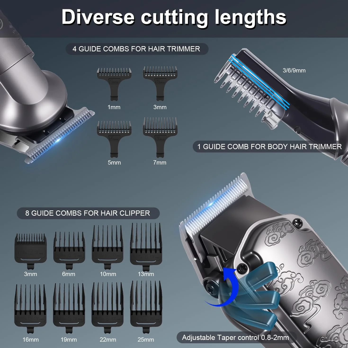 Hatteker Tondeuse à cheveux professionnelle pour hommes Set tondeuse barbe cheveux T-Blade Trimmer lavable sans fil