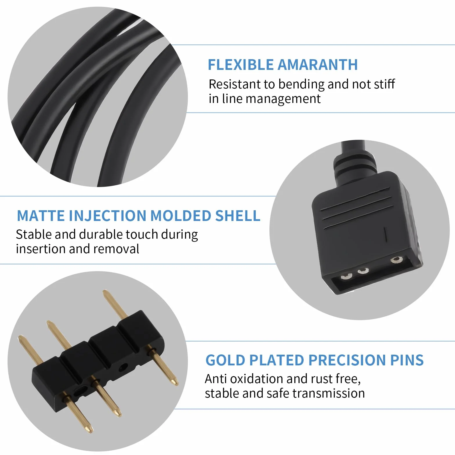 Hub ARGB 5V 3 Pin 1 vers 4 30 cm Câble Répartiteur Compatible ASUS MSI Gigabyte