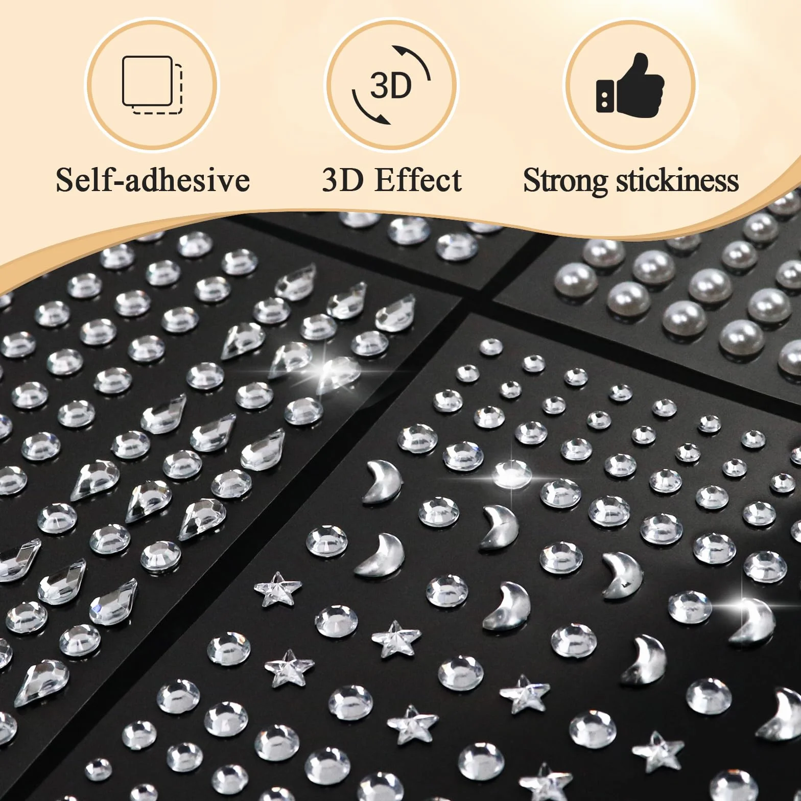 Strass Autocollant Visage 850 Pièces Paillettes Yeux Corps Nail Art Carnaval