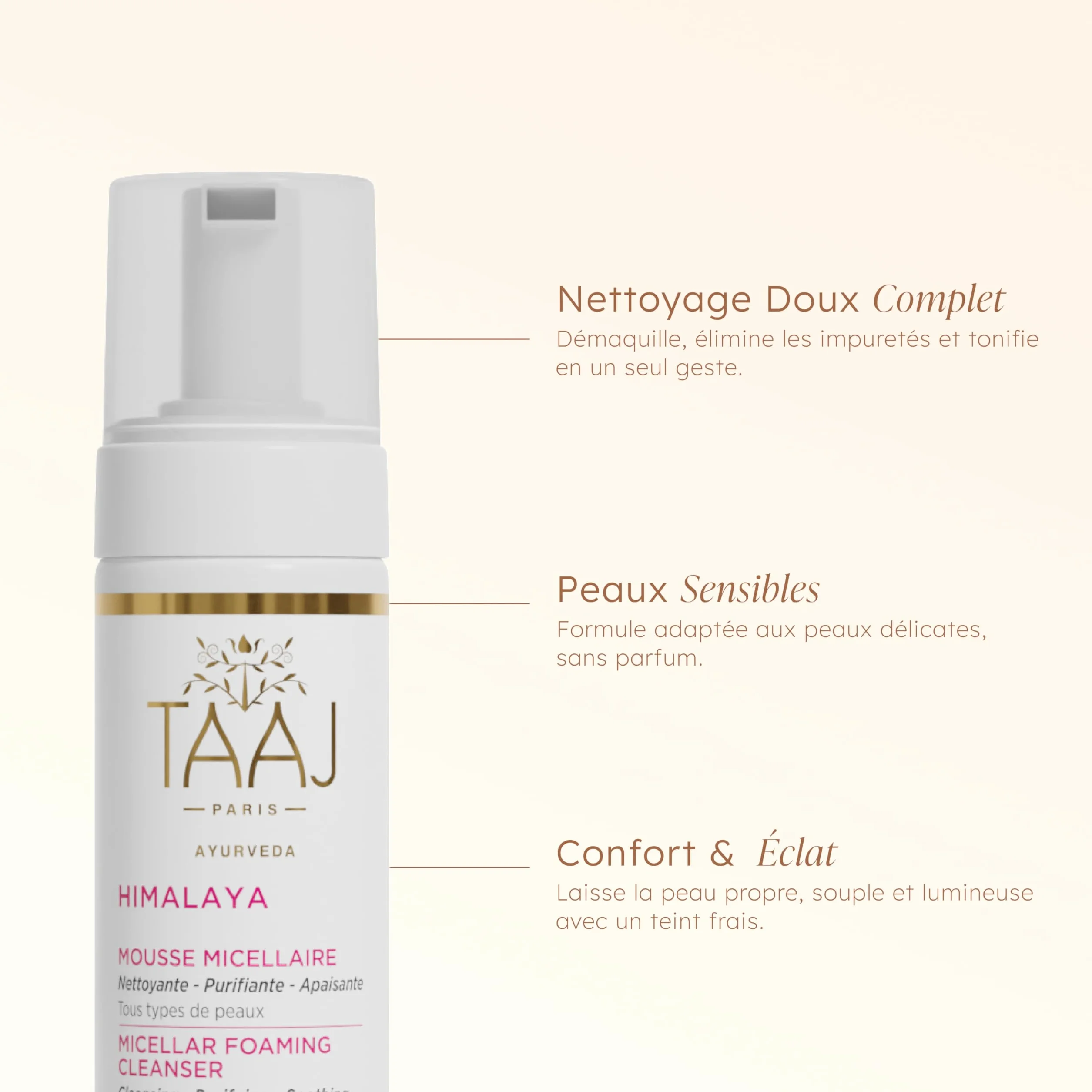 HIMALAYA Mousse Micellaire 150 ml Nettoie Démaquille Peau Propre Douce Végan