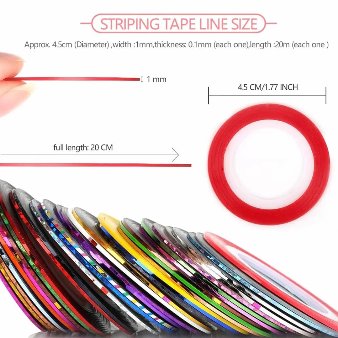 30 Couleurs Nail Art Stripes Sticker Autocollant Fil Striping Tape Bande Manucure Rouleau à Ongles Ruban DIY