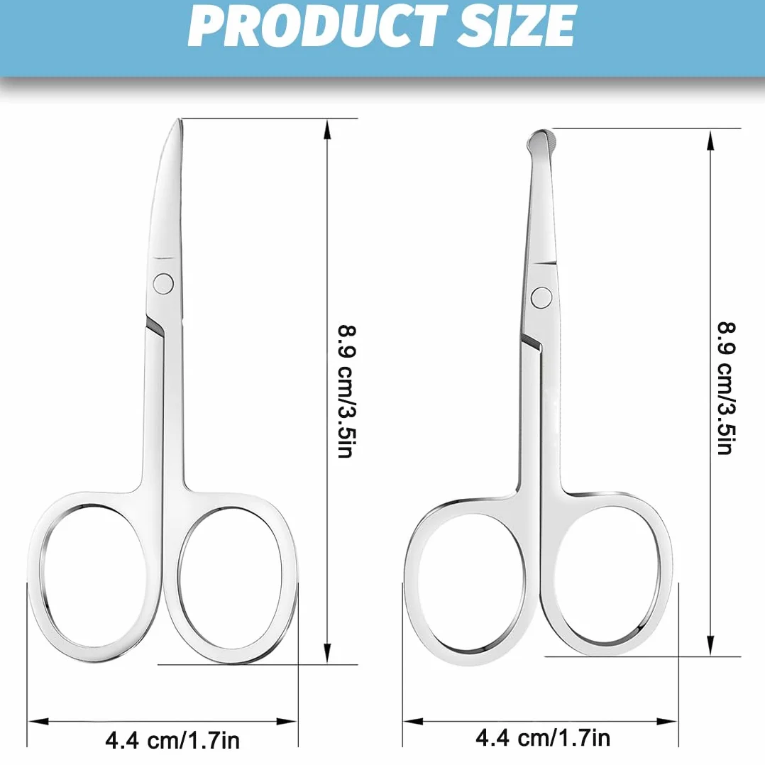 Lot de 2 ciseaux de manucure professionnels acier inoxydable extra tranchants pour ongles et cuticules