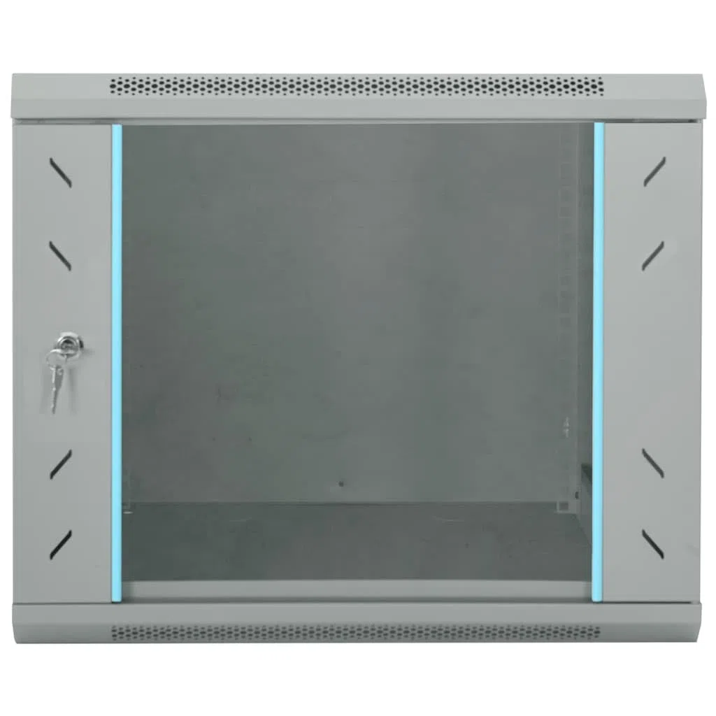 Armoire réseau 60 x 60 x 50 cm - Boîtier mural 19" - Armoire serveur en acier verrouillable pour technologie réseau, équipement informatique, gris