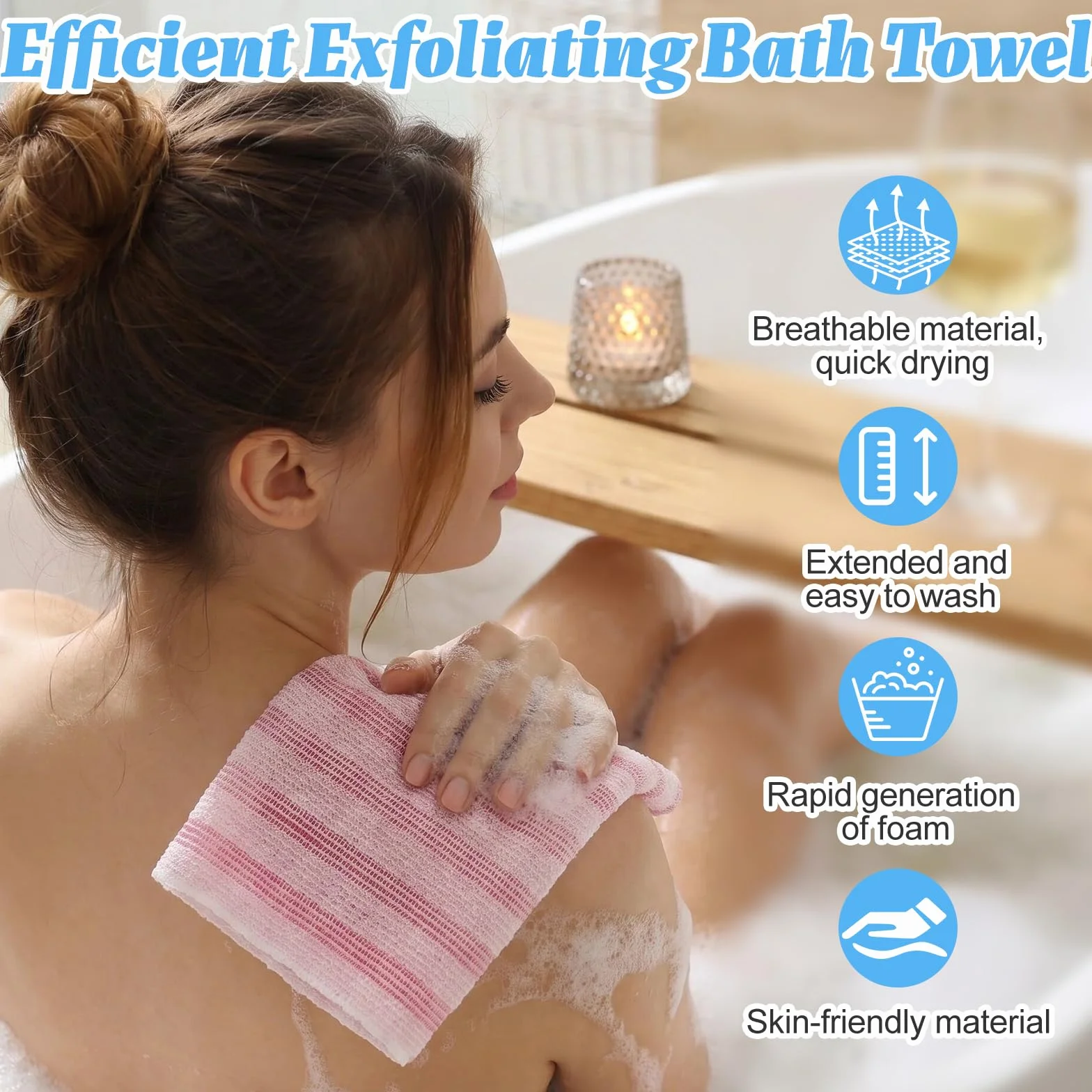 Serviette Exfoliante Douche 25×100 cm Japonaise pour Corps Dos Bras Jambes