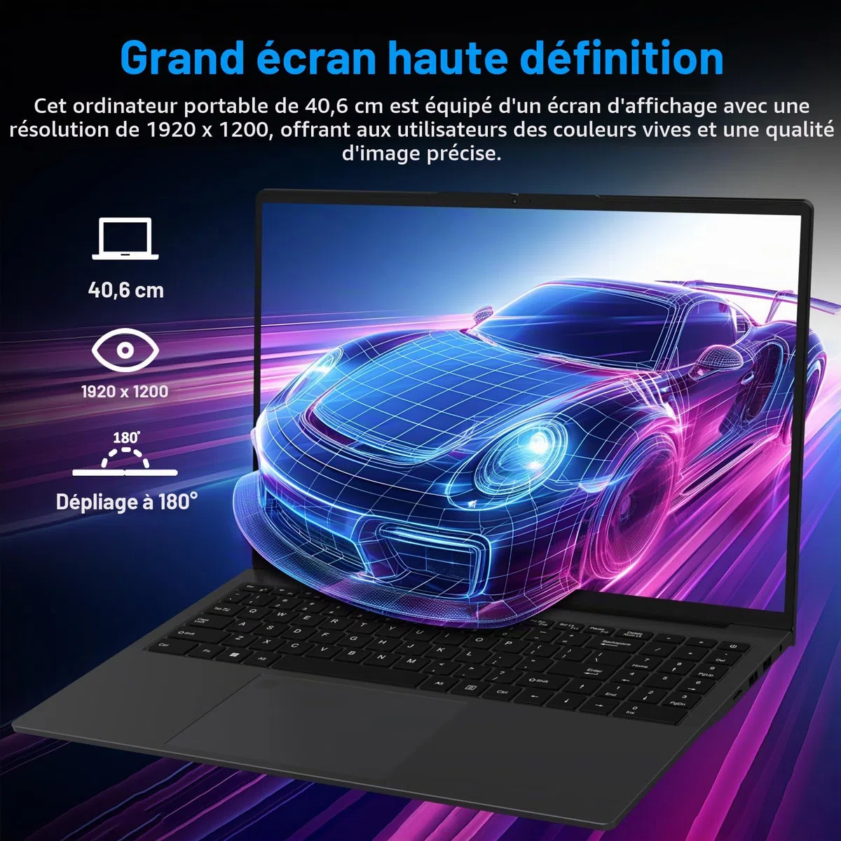 CYCLUS 16" PC Portable pour Étudiants & Bureautique – AMD Ryzen 5 3500U (4C/8T 3,7 GHz), 16Go RAM, 1To SSD, Vega 8, Clavier Rétroéclairé + Membrane AZERTY Incluse