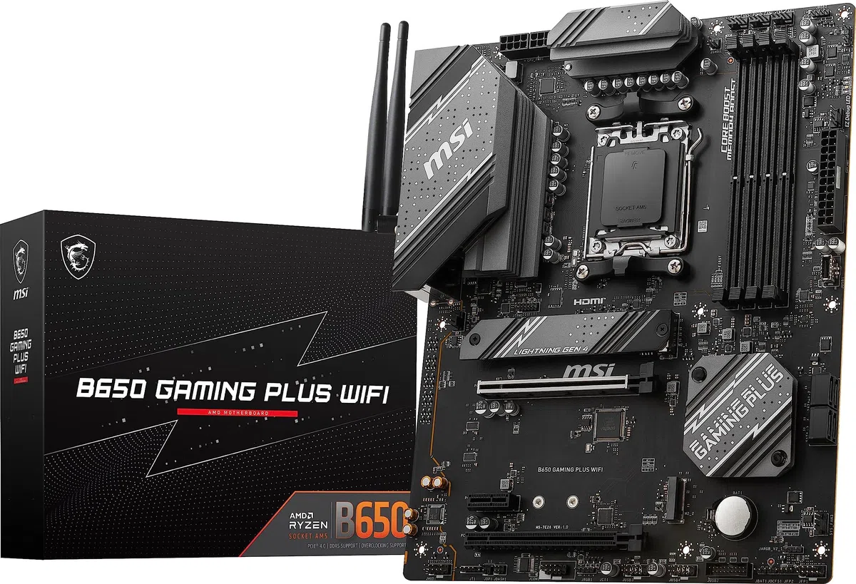 MSI B650 Gaming Plus Carte mère de Jeu WiFi AMD AM5, ATX, DDR5, PCIe 4.0, M.2, SATA 6 Go/s, USB 3.2 Gen 2, HDMI/DP, Wi-FI 6E, Bluetooth 5.3, AMD Ryzen 7000 Series Processeurs de Bureau