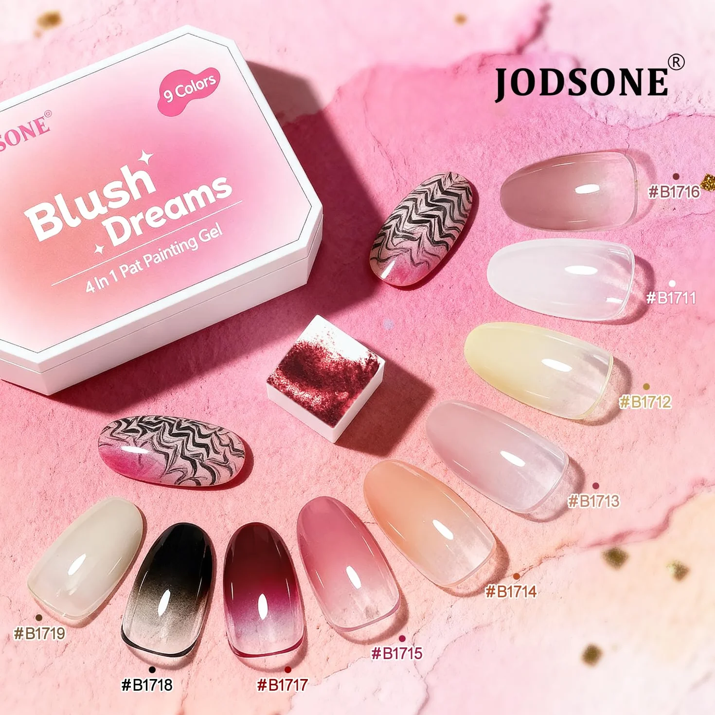JODSONE 9 couleurs Gel vernis à ongles Pat Painting Gradient Blush Effect Set Nail Art Design