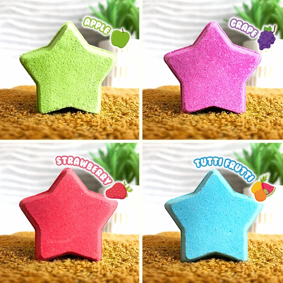 ZIMPLI Baff Bombz Étoiles Bombes de Bain effervescentes Lot de 4 Jouet de Bain