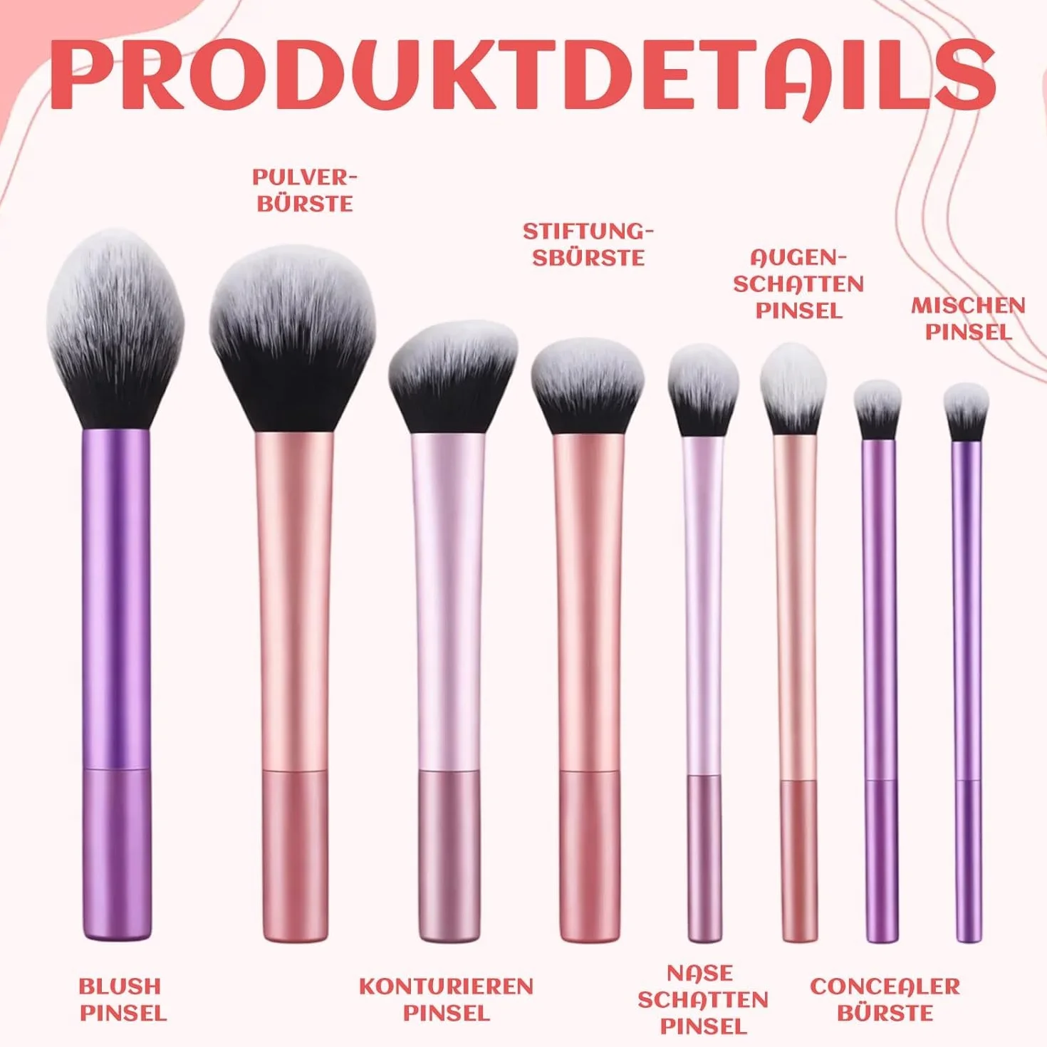 Real Techniques Lot de 8 pinceaux de maquillage professionnels