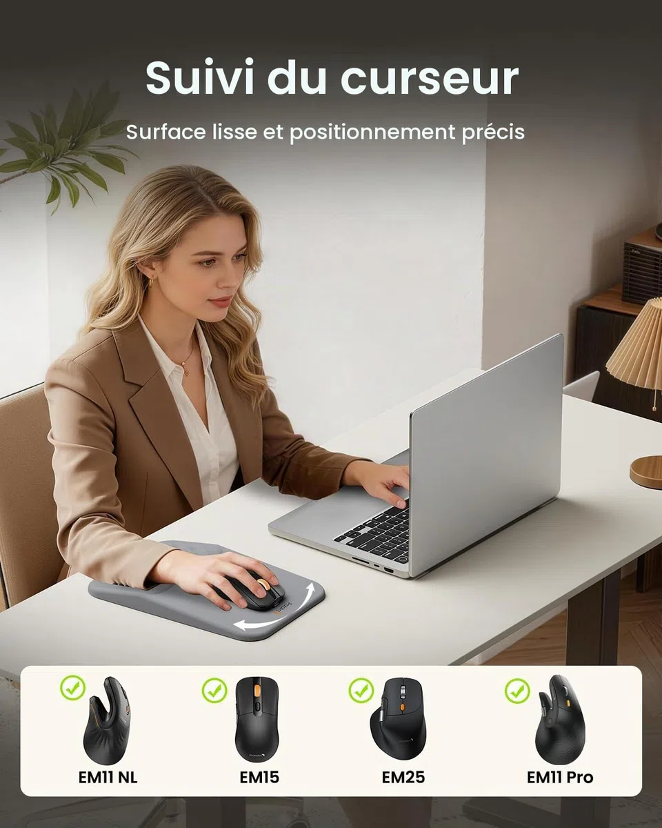 ProtoArc Tapis de Souris Ergonomique Repose-Poignet avec Fonction Massage, Base PU Antidérapante, Mousse Mémoire Forme Lycra, MP50 Gris - pour Ordi/Portable/Bureau