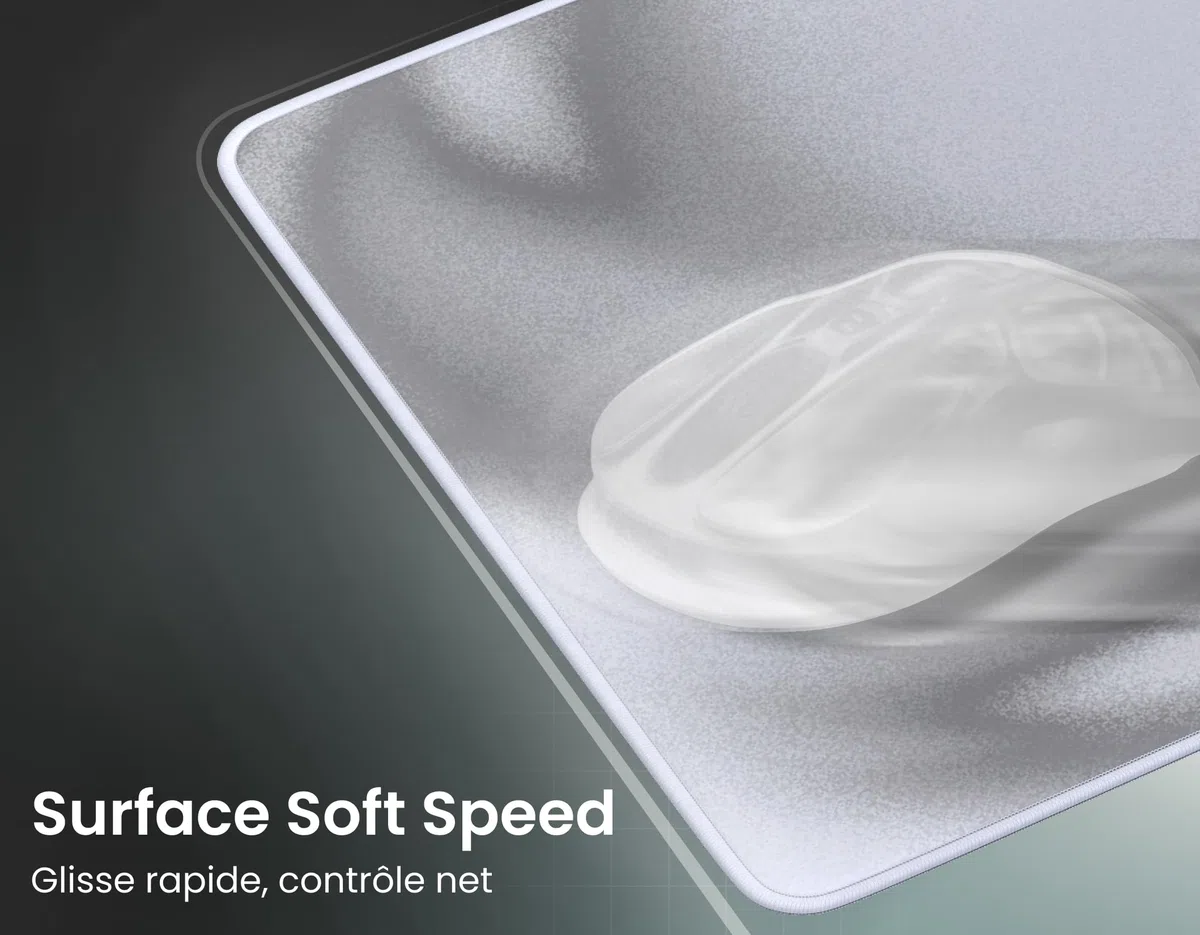 Phantum Mist - Tapis de Souris Gaming XXL 900x400 mm - Surface en Microfibre Hydrophobe Haute Performance - Base Caoutchouc Antidérapante - Soft Speed & Contrôle Précis (Light)