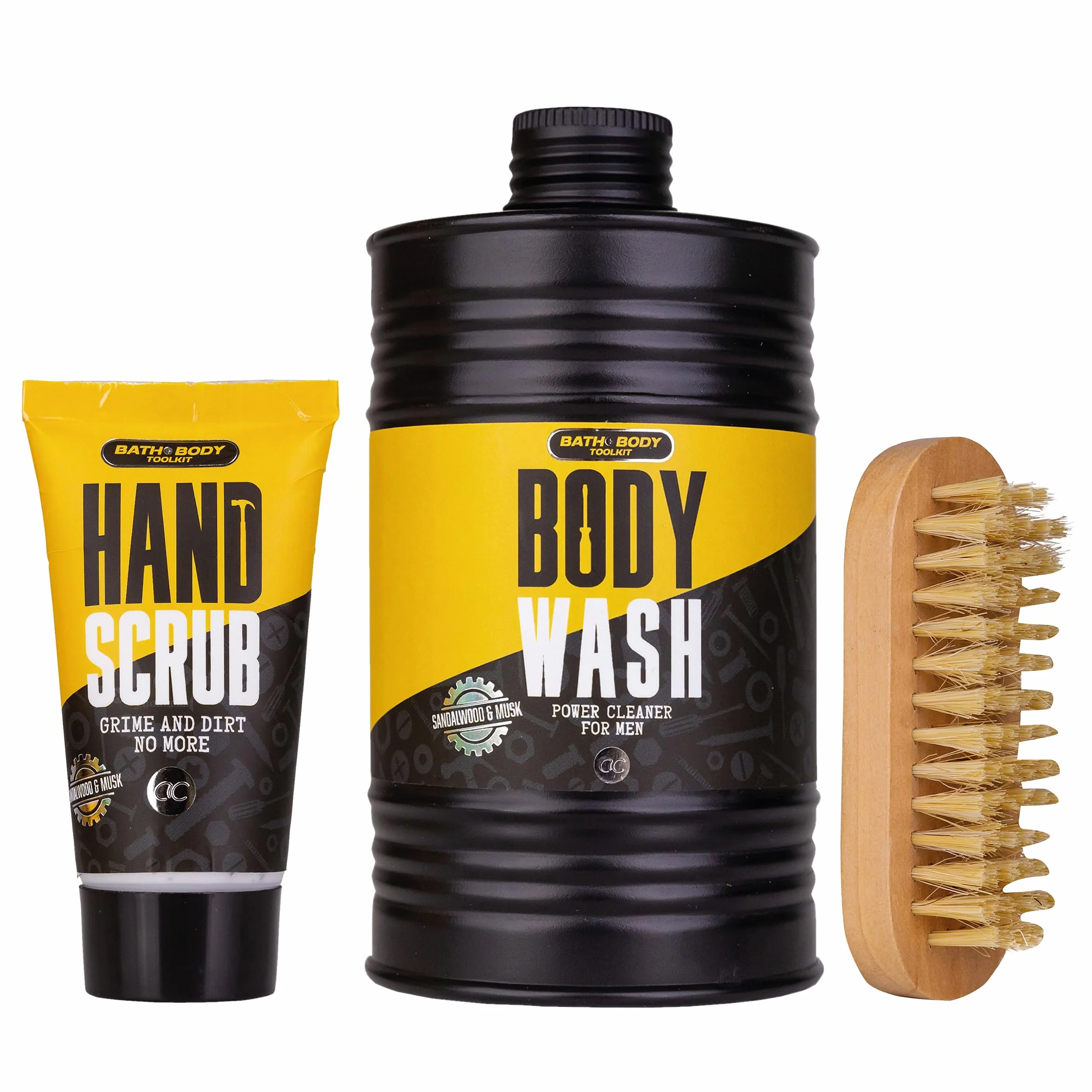 Accentra Coffret cadeau Bath + Body Toolkit pour homme gel douche 400 ml gommage mains 50 ml brosse à ongles bois