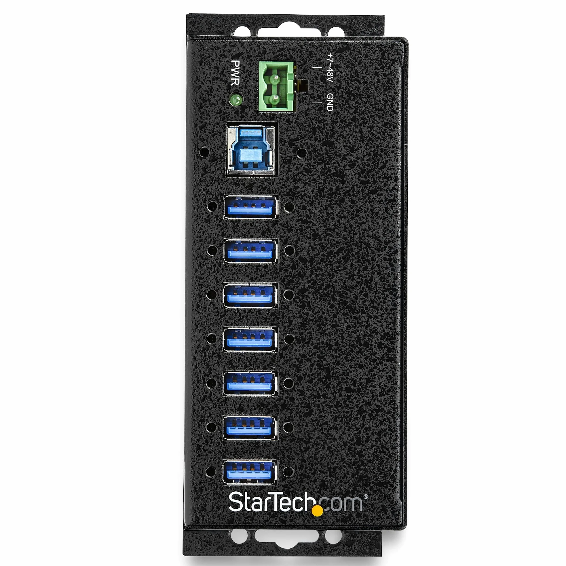 StarTech Hub Industriel USB 3.0 7 Ports 5Gbps, ESD Surtension (HB30A7AME) | Alimentation externe, Protection 350W, Metal, Montage rail DIN, Dock