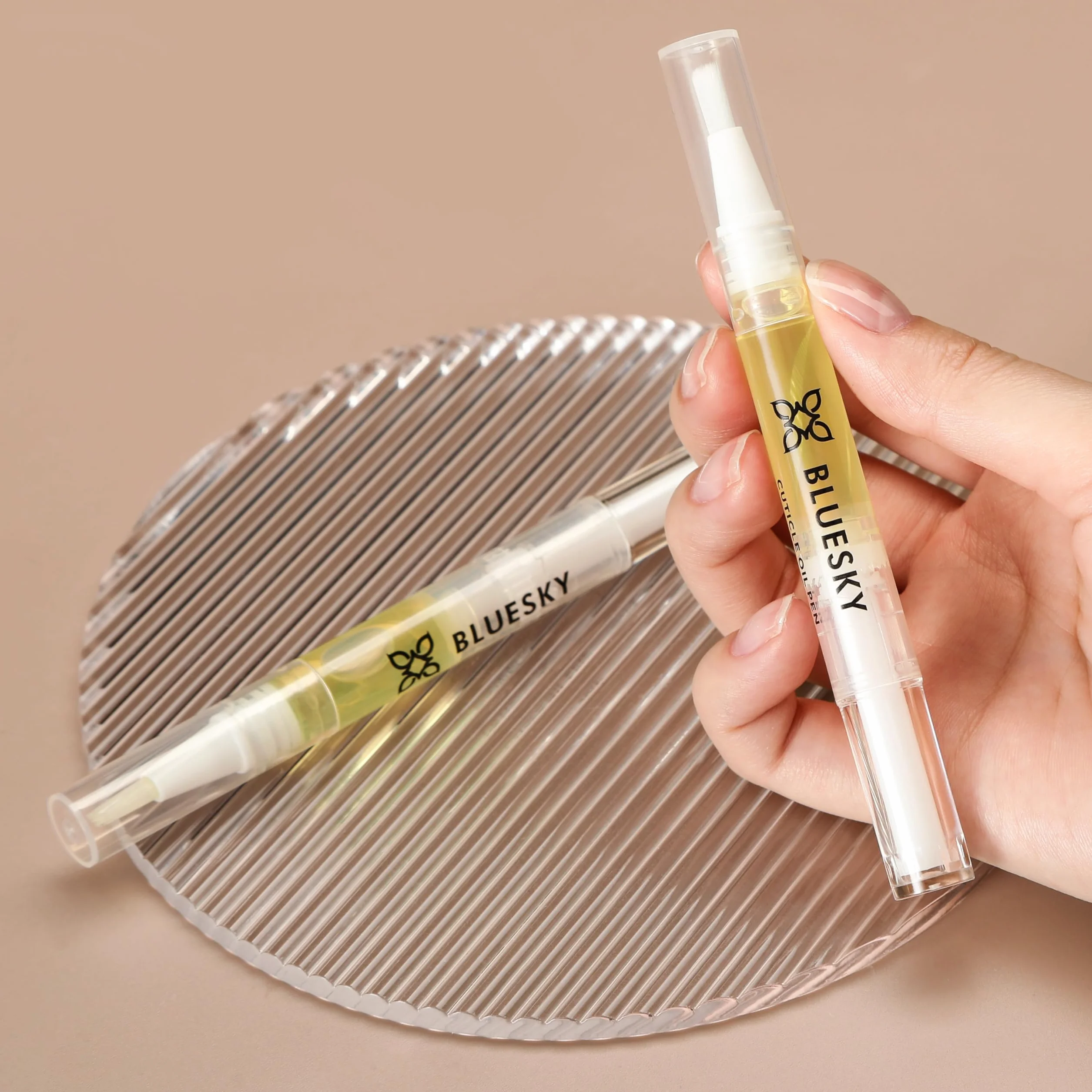 Bluesky Stylo à huile hydratante pour cuticules, huile d'amande douce, noix de coco, jojoba doré