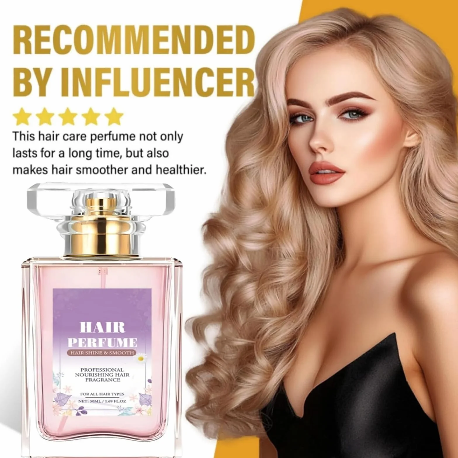 Brume capillaire anti-frisottis nourrissant huiles essentielles phéromones parfum longue durée femme