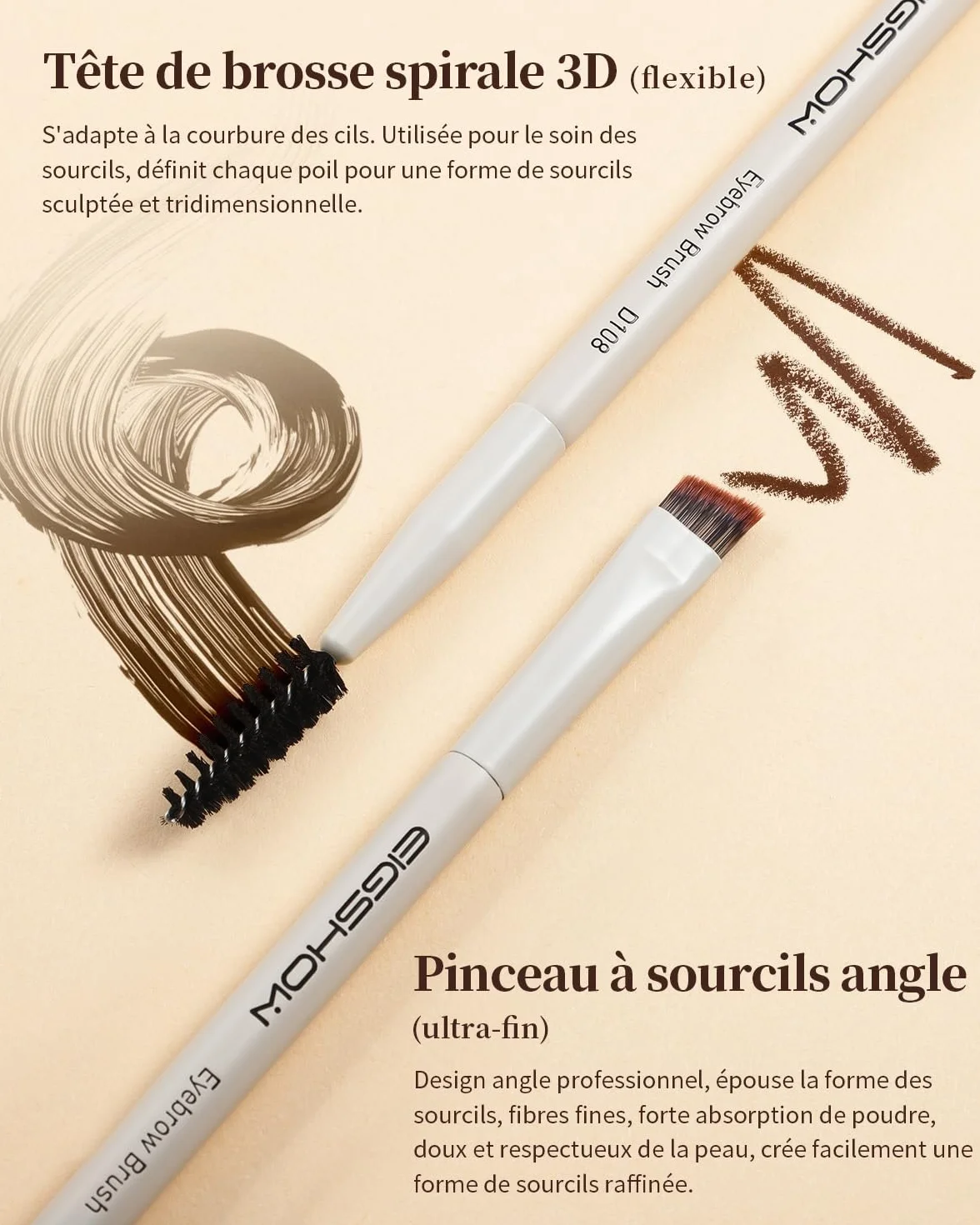 EIGSHOW Brosse À Sourcils Biseauté Double Extrémité Pour Définition Des Sourcils Et Eye-Liner