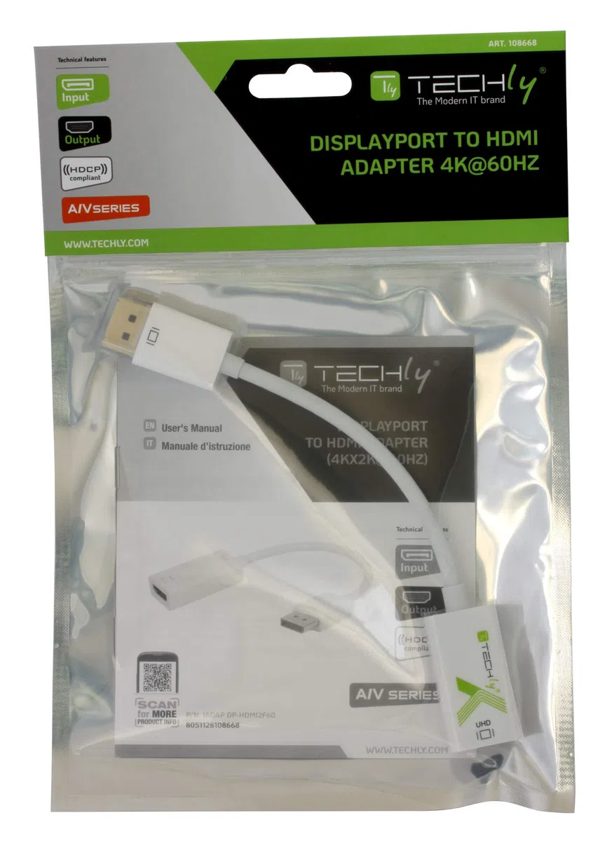 TECHLY ADAPTADOR DISPLAYPORT 1.2 Macho 4K 60HZ A HDMI 15