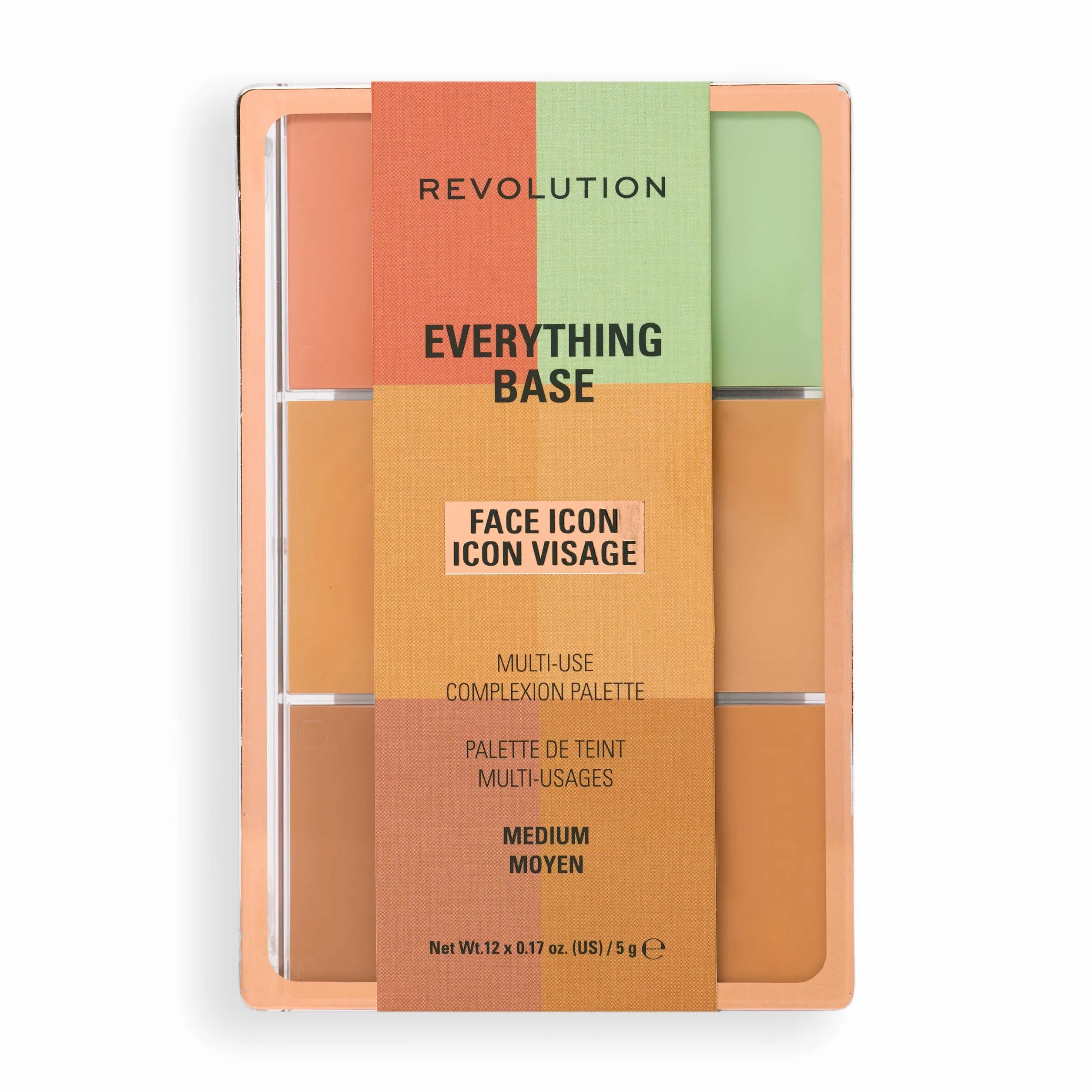 Revolution Everything Base Face Icon Complexion Palette Teint Tout-En-Un Yeux Visage Lèvres Medium 5g