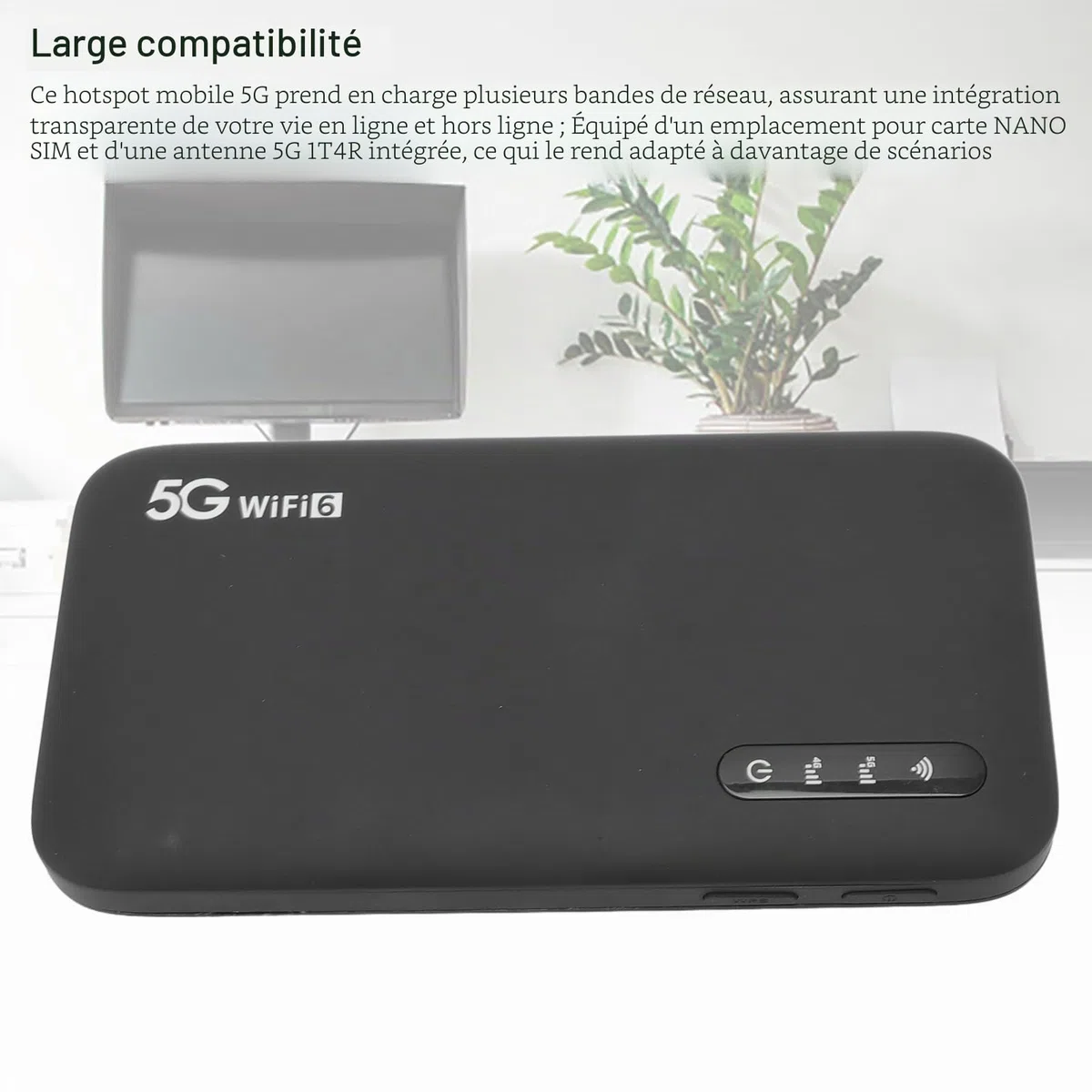 Routeur Portable 5G Mobile Hotspot WiFi 6, 5G avec Emplacement pour Carte SIM, Support 16 Appareils 6100mAh Batterie, Appareils Internet Portables pour Les voyageant et