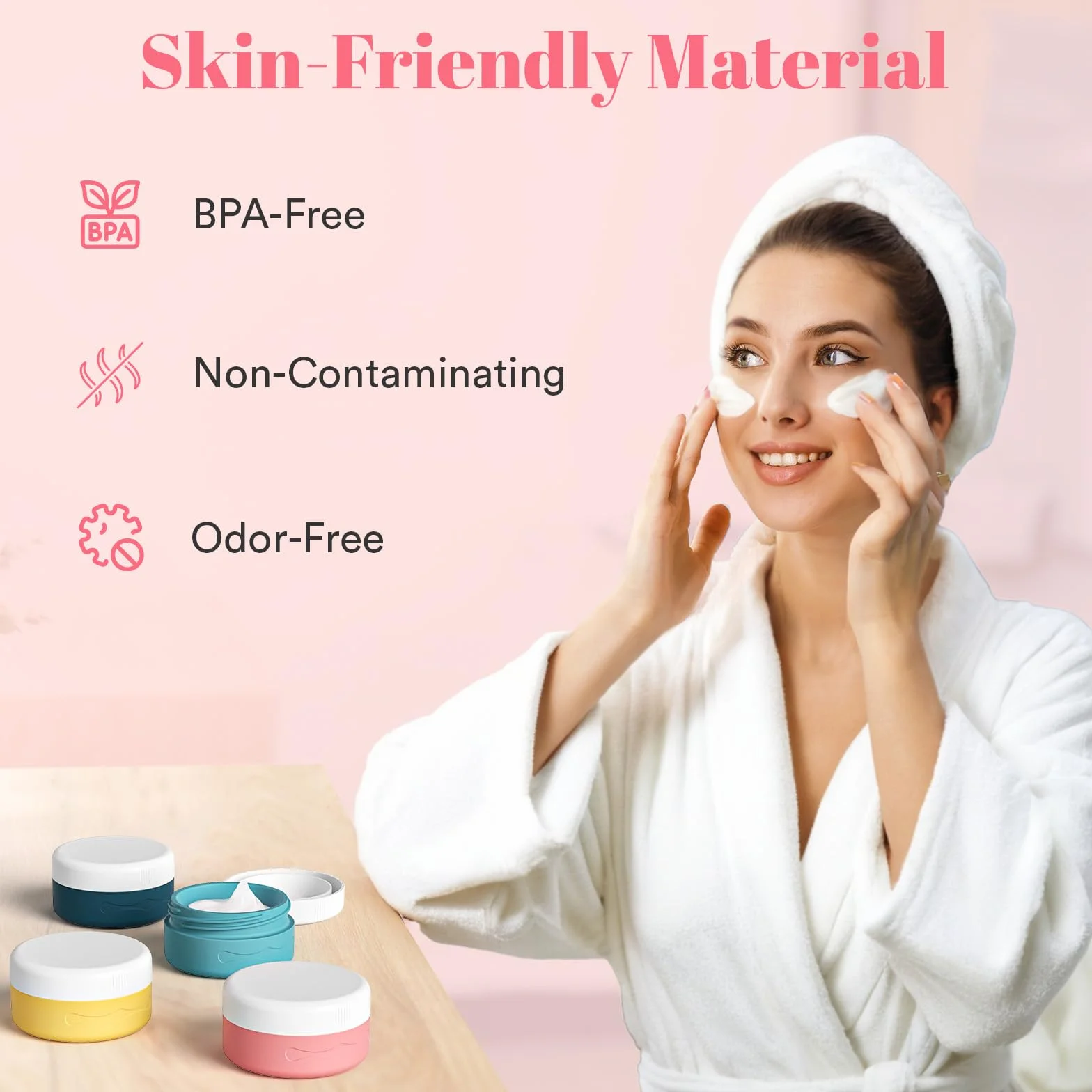 Flacon Voyage sans BPA 40ml, Récipients de Toilette Approuvé TSA, Pots à Crème en Silicone Anti-fuite