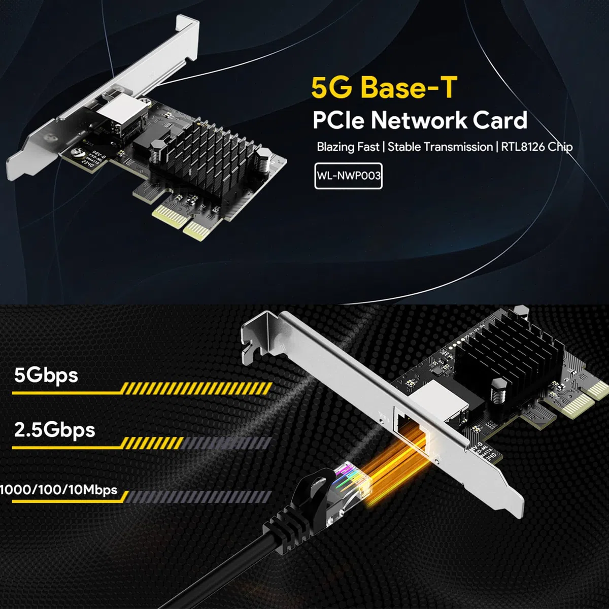 Carte d ' extension Ethernet NWP003, adaptateur LAN PCIe RJ45 5Gbps
