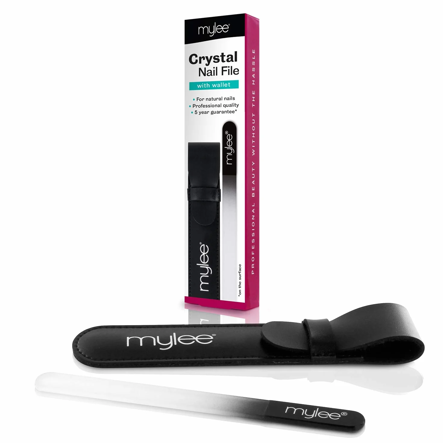 Mylee Lime à Ongles en Cristal avec Etui - Manucure Professionnelle Hygiénique, Garantie 5 Ans
