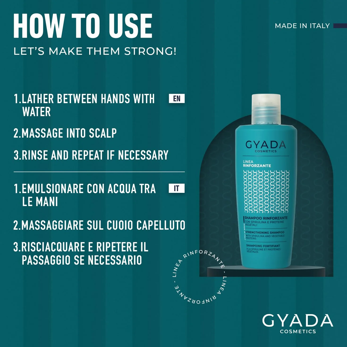 GYADA COSMETICS Shampooing fortifiant à la spiruline cheveux cassants clairsemés 250 ml