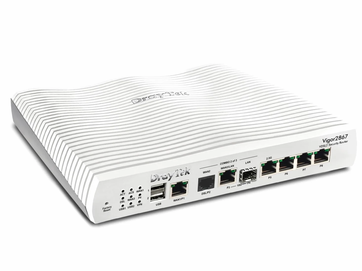 Draytek Vigor 2867 Router Cablato 10 Gigabit Ethernet, Gigabit Ethernet, 2.5 Gigabit Ethernet Bianco (draytek V2867-K MultI-Gig Vdsl Fttp Rout) | Filaire, pare-feu, VPN