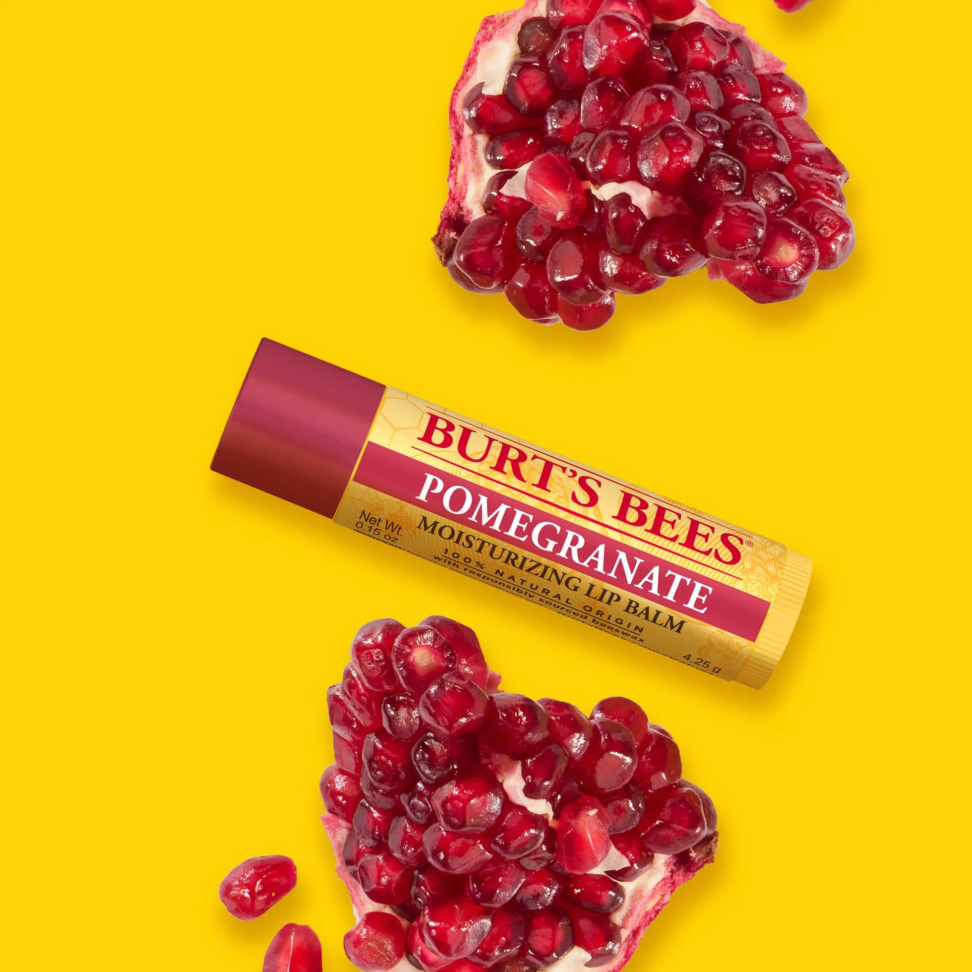Burt's Bees Baume à lèvres teinté grenade 100% naturel cire d'abeille extraits de fruits 1 crayon