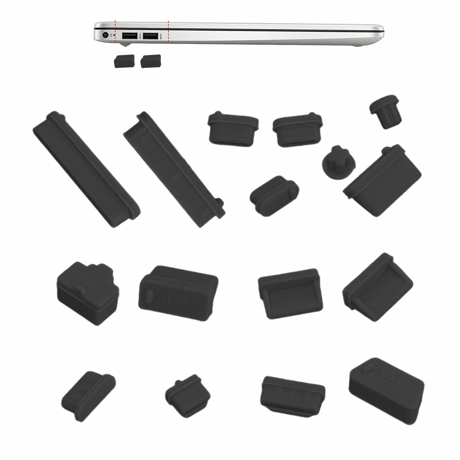 Bouchons anti-poussière USB C 16 pièces pour PC port