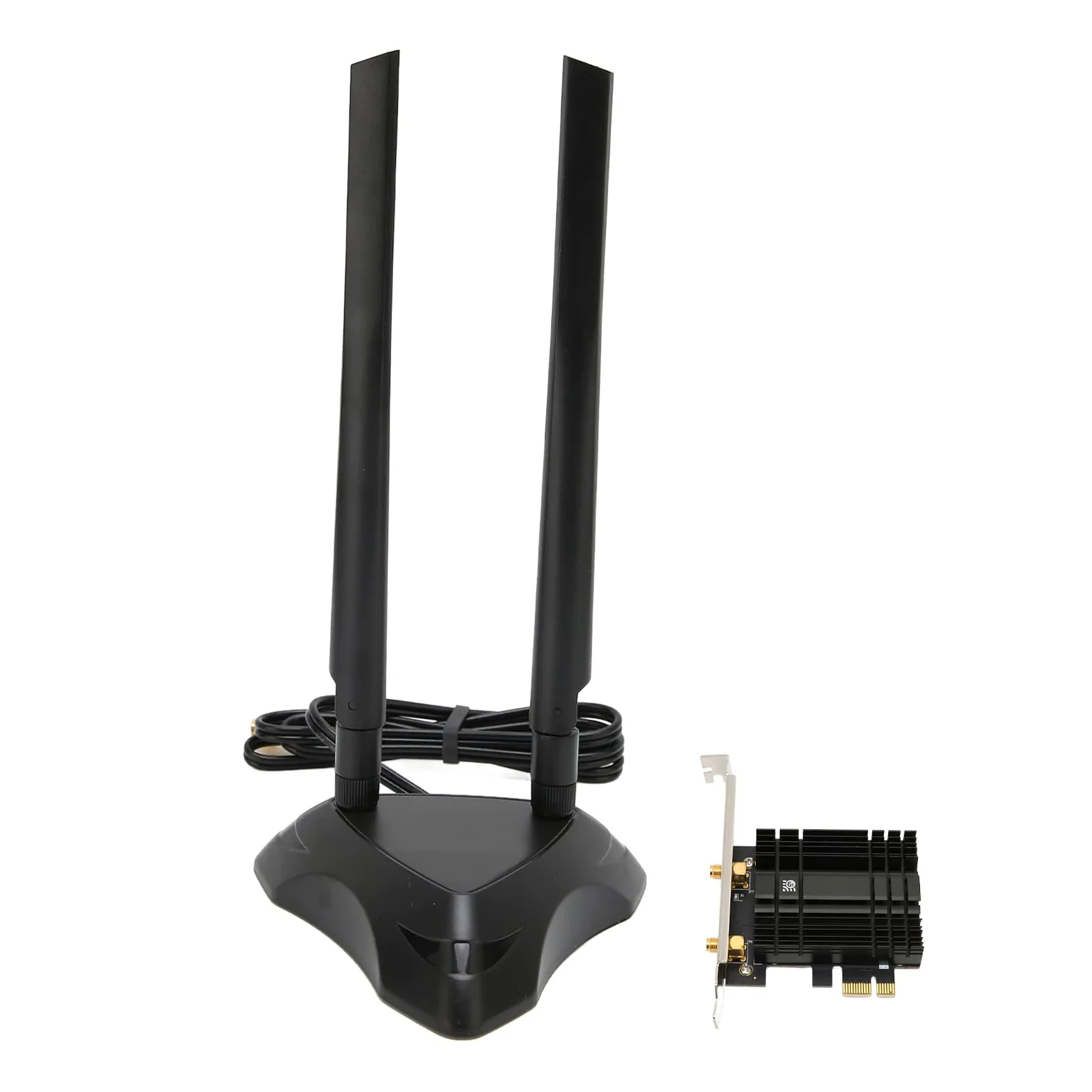 Carte WiFi, 5400 Mbps WiFi 6E 6Ghz/5Ghz/2.4Ghz PCIe Carte WiFi avec Bluetooth 5.2, Base Extensible d'Antennes 6 DBi Magnétique, Adaptateur sans Fil avec AX MU MIMO OFDMA, Supports Windows 10/11