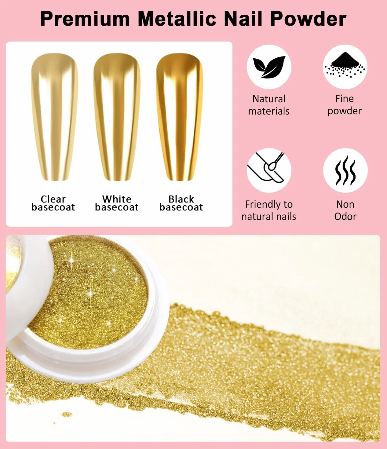 Gel à Gel 3D Ongle Multifonctionnel 15g Nail Art Sans Essuyage Chrome Argent/Or Poudre Jaune Perle Rose