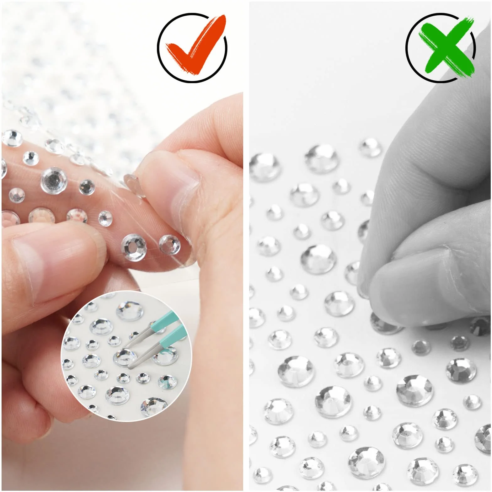 Vicloon 1300 particles Strass Autocollants Cristal 4pcs Diamant Visage Maquillage Ongles DIY Scrapbooking