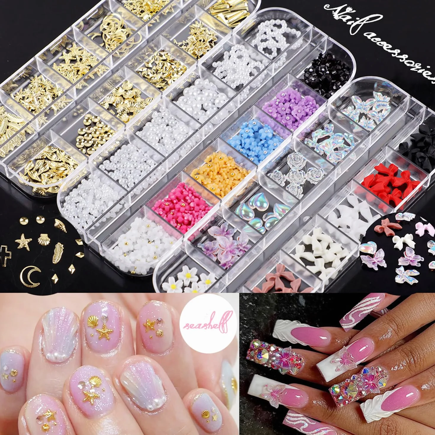 Strass Ongle Nail Art 3500 Pièces avec Pince à Epiler et Stylo de Cueillette pour Décoration