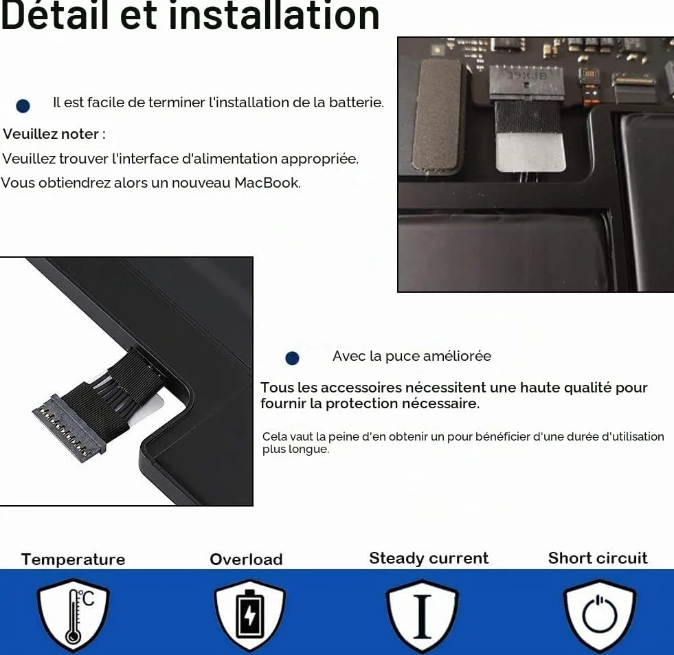 Batterie pour MacBook Air 13" A1369 A1466 2010-2017