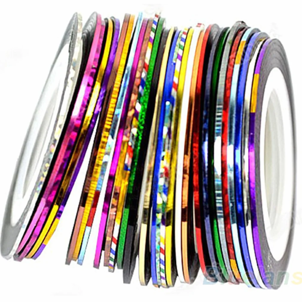 Nail Art fine Line Striping Tape Autocollant DIY Décorations à ongles 10 Couleurs mélangées