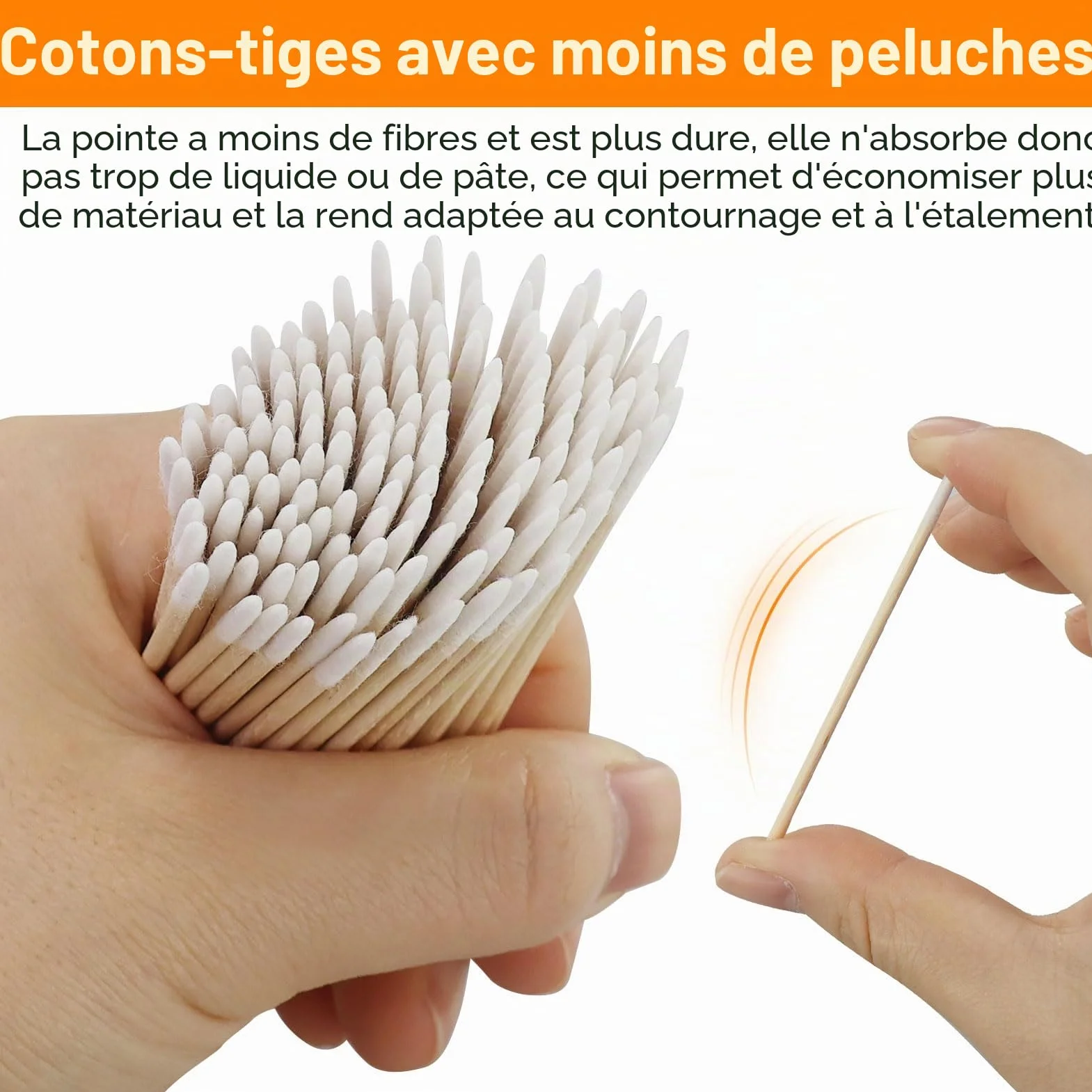 Cotons-tiges pointus en bois 7 cm pour tatouage sourcils beauté maquillage ongles bambou