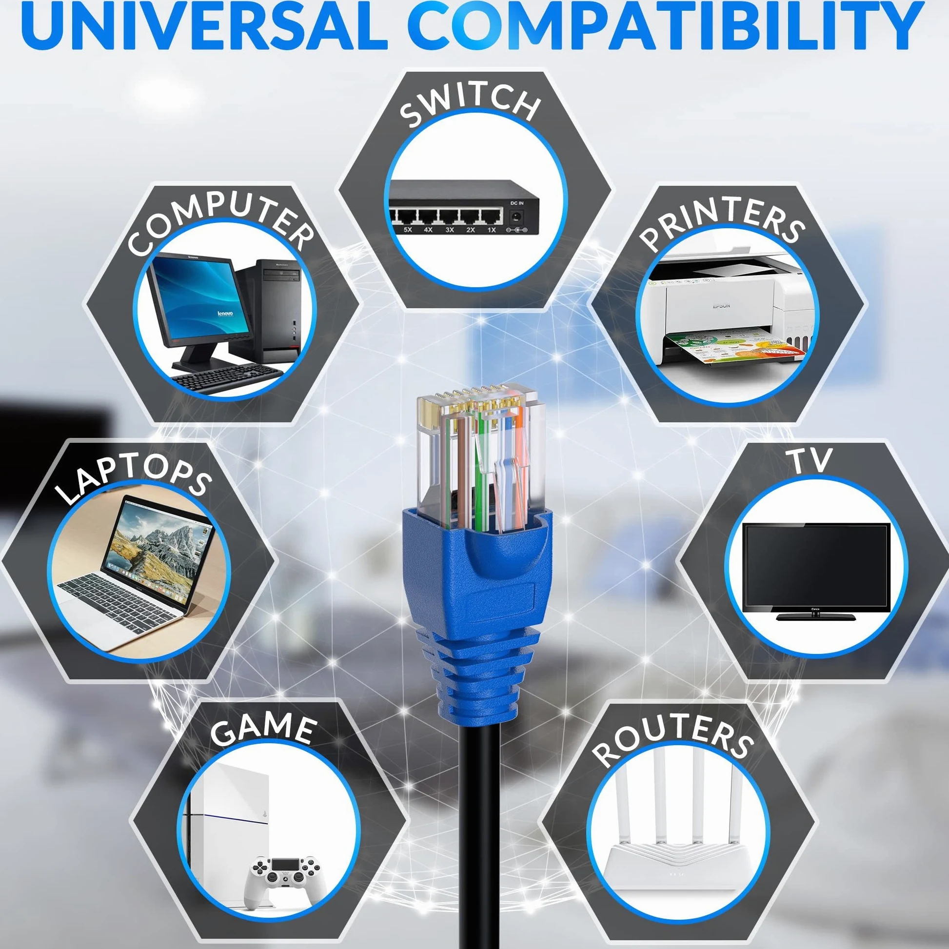Câble Ethernet d'extérieur Cat6 de 45,7 m, câble Internet double gaine robuste, étanche, à enfouissement direct, (de 7,6 m à 150,2 m) prend en charge le réseau PoE Cat6, Cat5e, Cat5, Cat 6, RJ45 avec