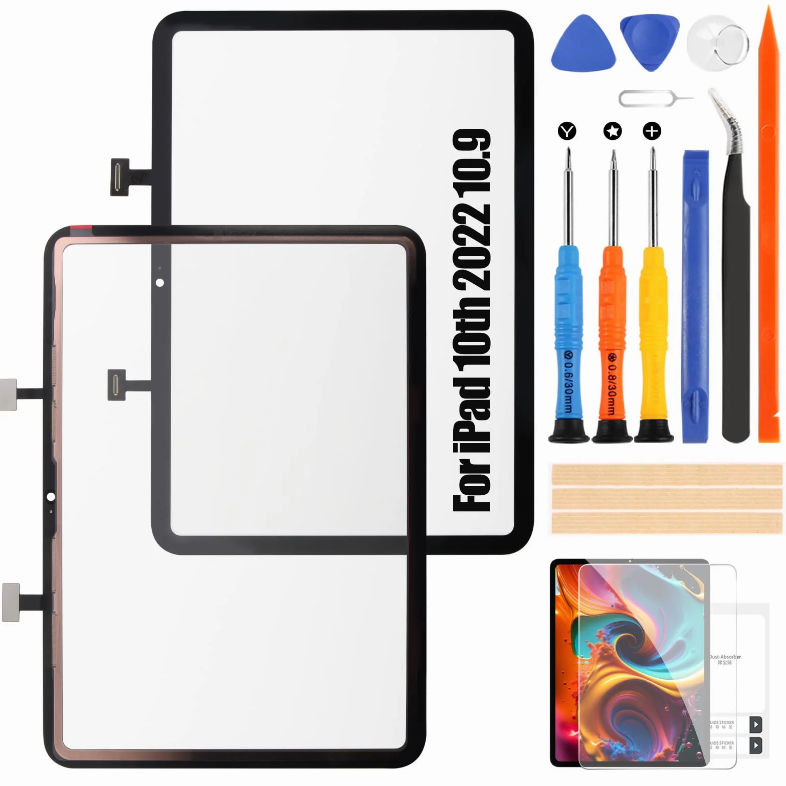 Atwist Écran Tactile pour iPad 10th 2022 Remplacement Verre Panneau Digitizer A2757 A2777 A2696 Noir