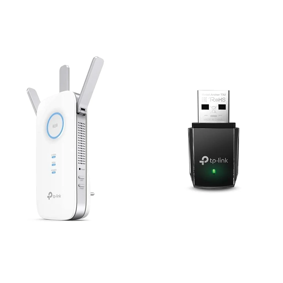TP-Link Répéteur WiFi AC1750 (RE450) - Amplificateur, Extender, Booster Avec Port Ethernet, Couvre 140㎡ & Clé USB 3.0 AC1300 Mbps - Adaptateur, Dongle Puissant