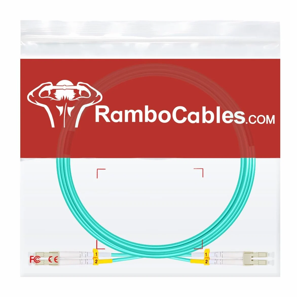 Lot de 2 câbles patch LWL Multimode OM3 LC vers LC 50 m - Câble fibre optique duplex - 10 Go/40 Go/100 Go 50/125 µm LSZH - Options 0,2 m ~ 50 m