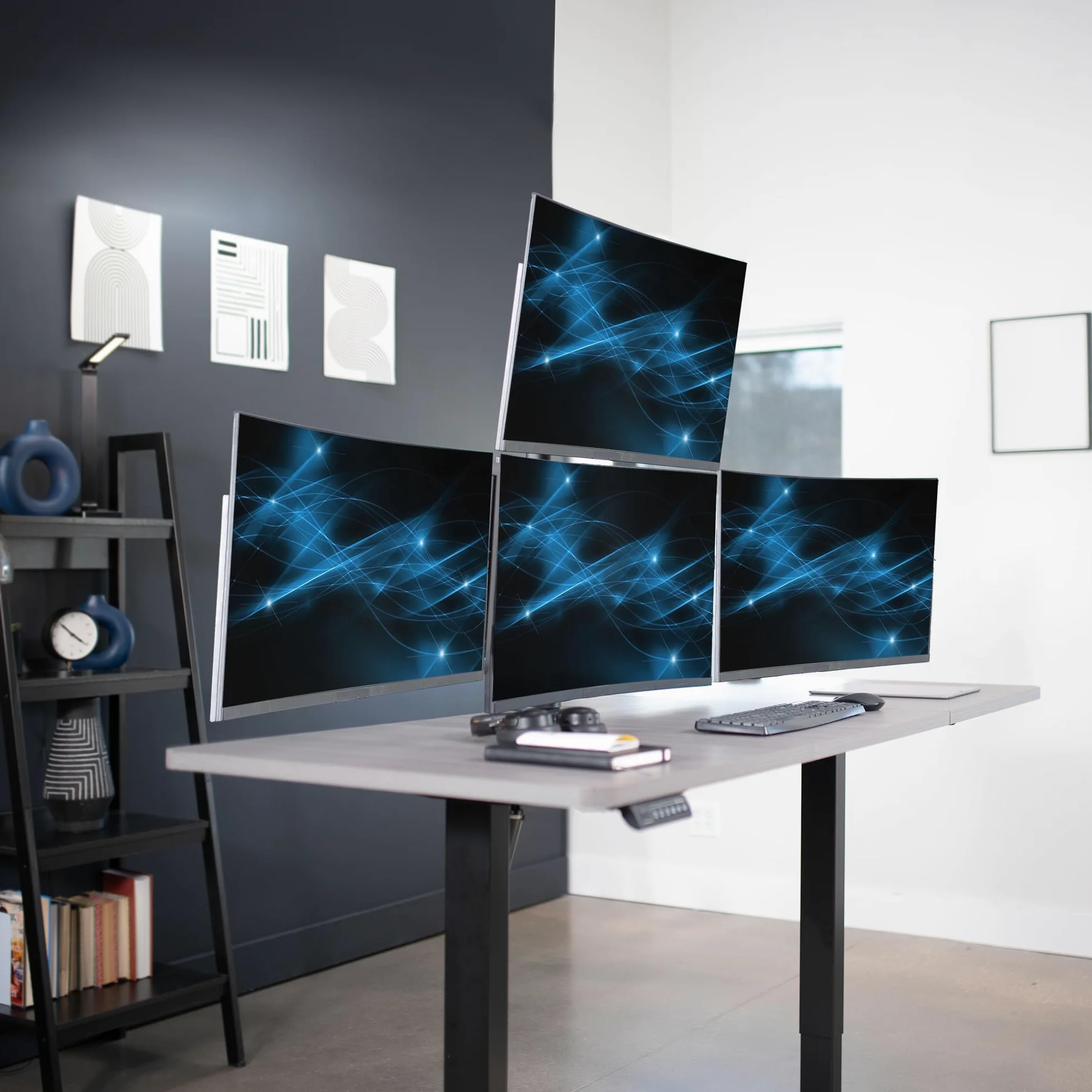 Vivo Acier Quad LED/LCD Moniteur d'ordinateur Heavy Duty support de bureau 3 + 1 Entièrement réglable support | Peut contenir quatre (4) les écrans jusqu'à 81,3 cm (Stand-v104 a)