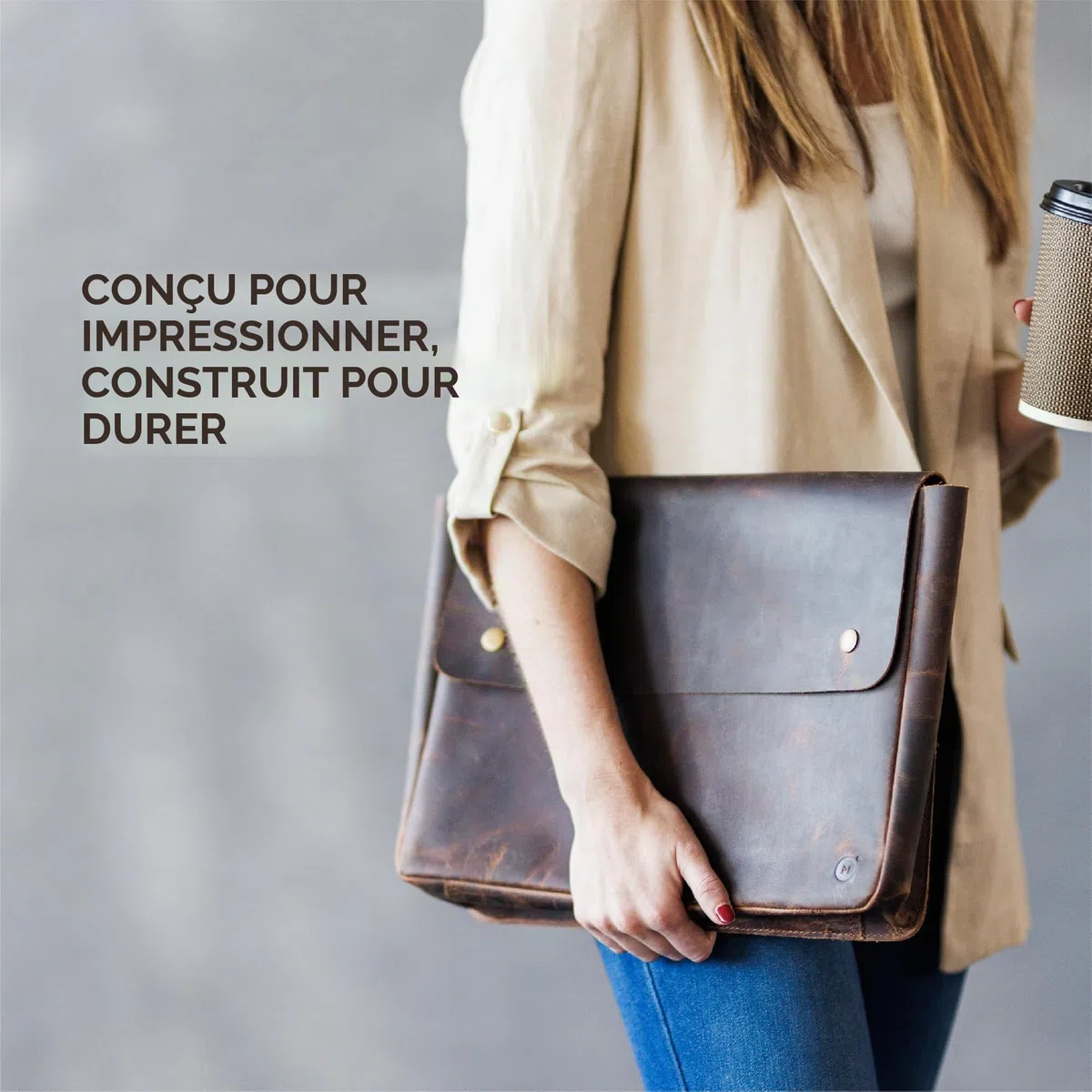 Moonster Housse Ordinateur 14 Pouces en Cuir de Buffle - Design Spacieux et sans Sangle Pochette Ordinateur 15.6 Pouces Femme - Housse Ordinateur 13 Pouces Macbook et Tablettes de 13 à 15”