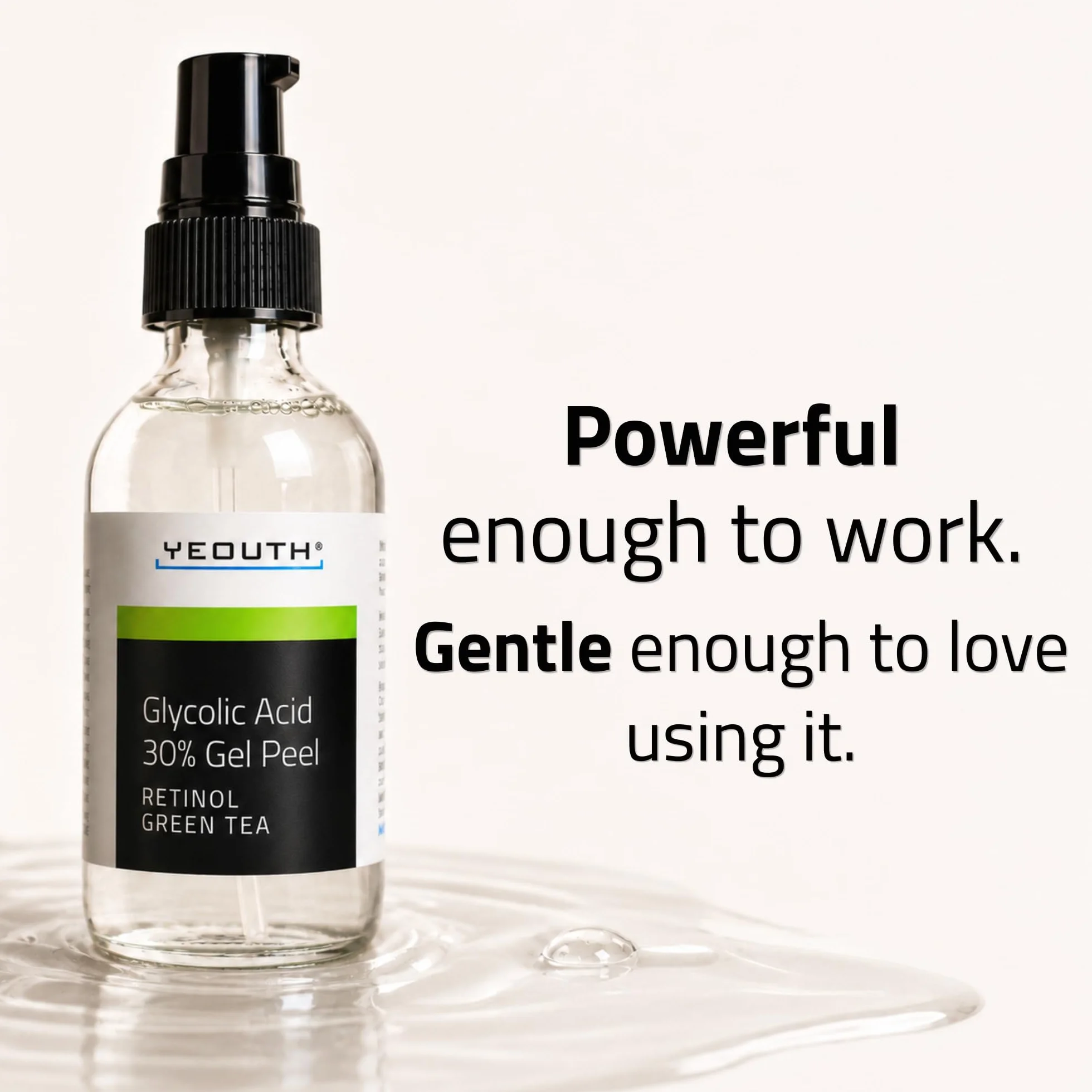 YEOUTH Acide Glycolique Peeling Visage 30% avec Rétinol et Thé Vert, Exfoliant Chimique 30ml