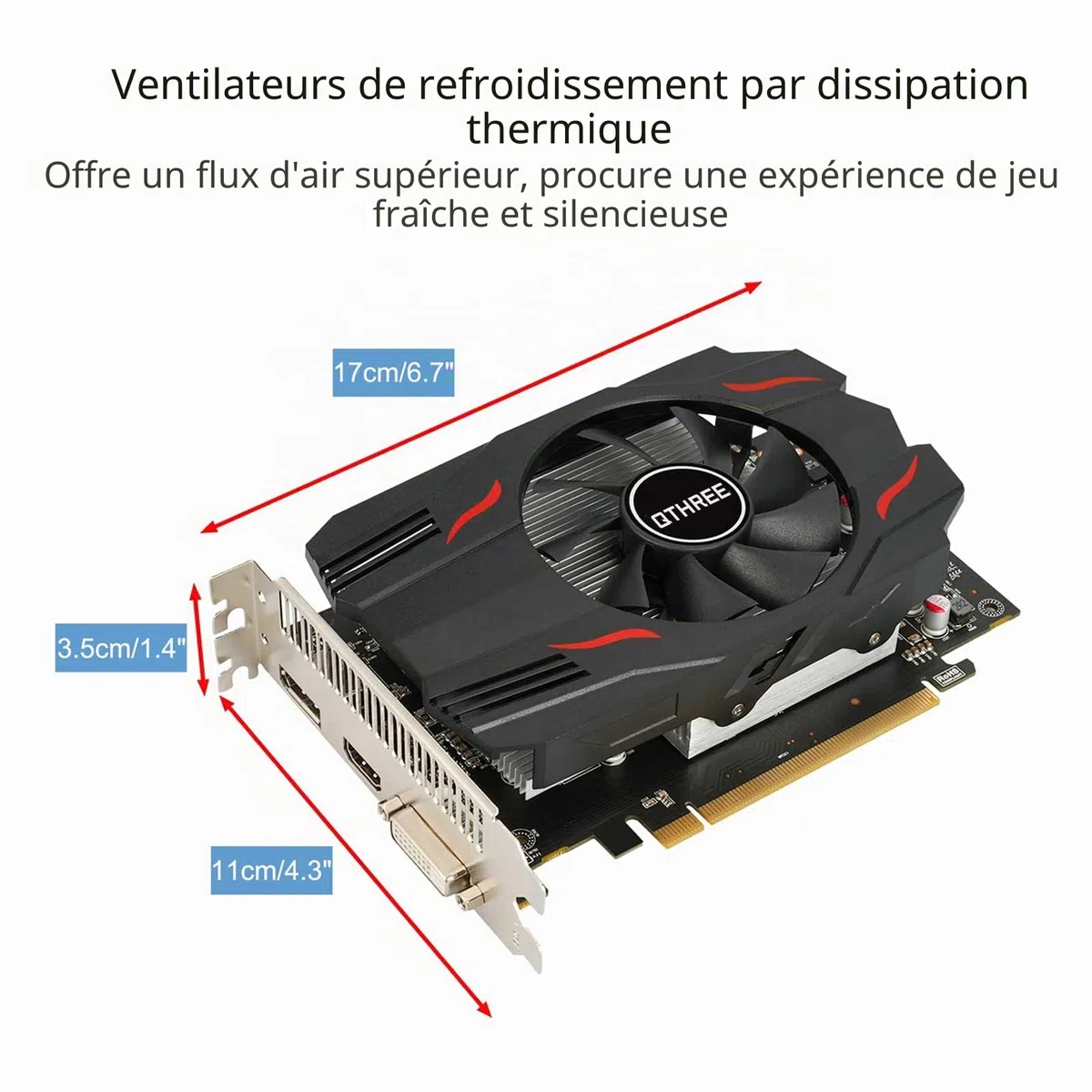 QTHREE Radeon RX 550 Carte Graphique, 4GB GDDR5 128-bit, DVI-D, HDMI, DisplayPort, PCI Express x8, Gaming Carte Video PC, DirectX 12, Computer GPU